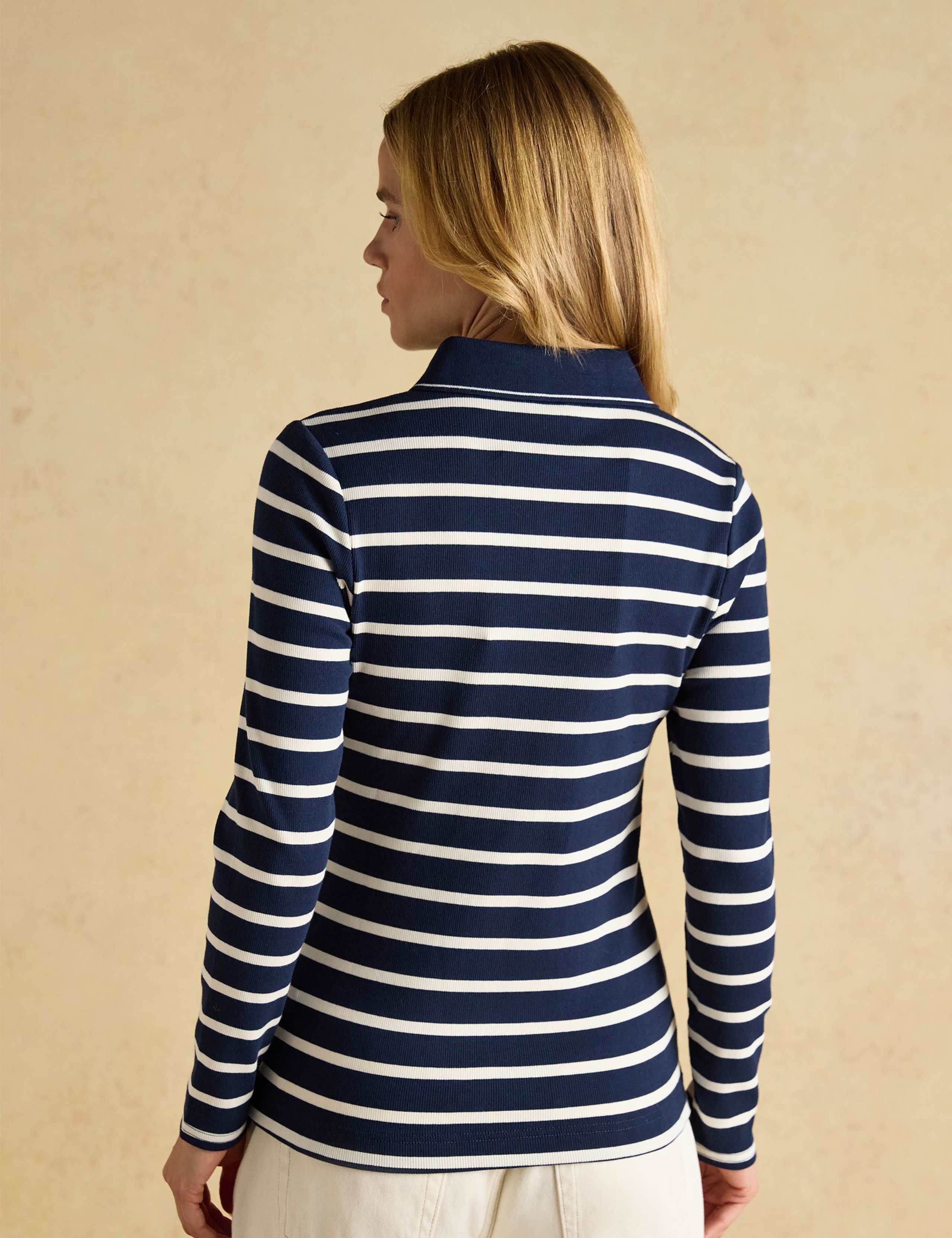 Cotton Rich Ribbed Striped Polo Top 3 of 7