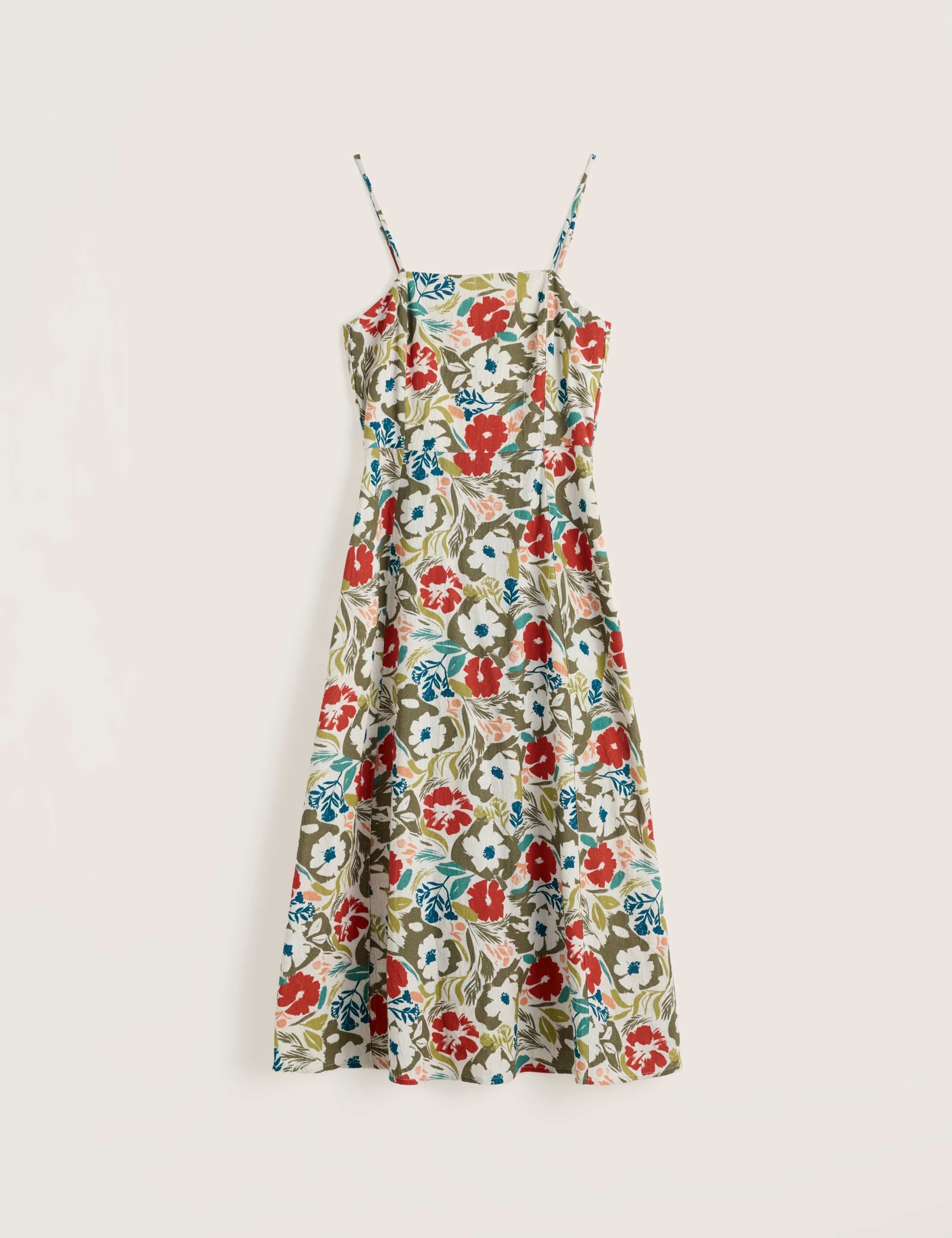 Pure Cotton Floral Midi Waisted Dress 2 of 6