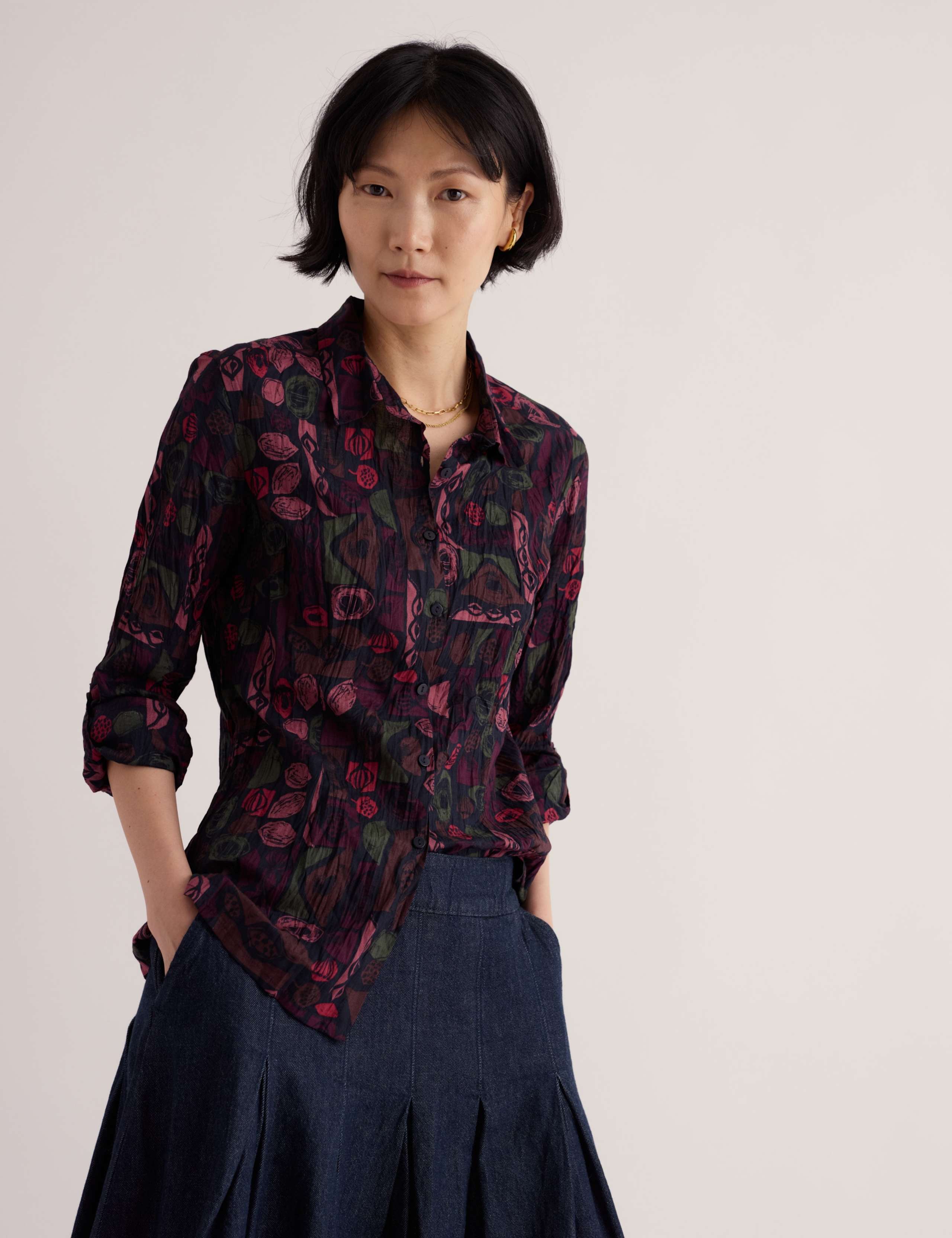 Pure Cotton Floral Crinkle Shirt 3 of 6