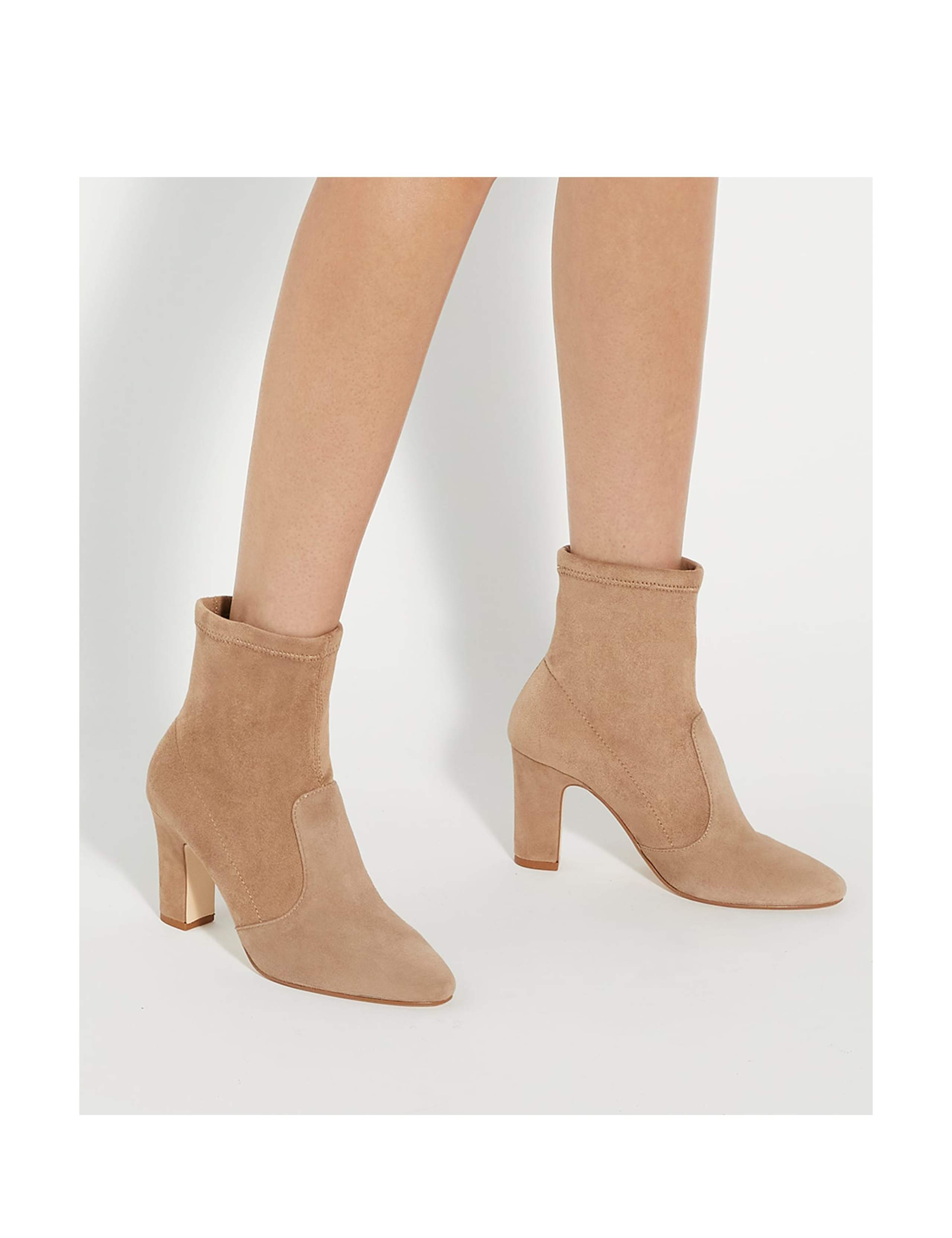 Suede Block Heel Sock Boots 2 of 6