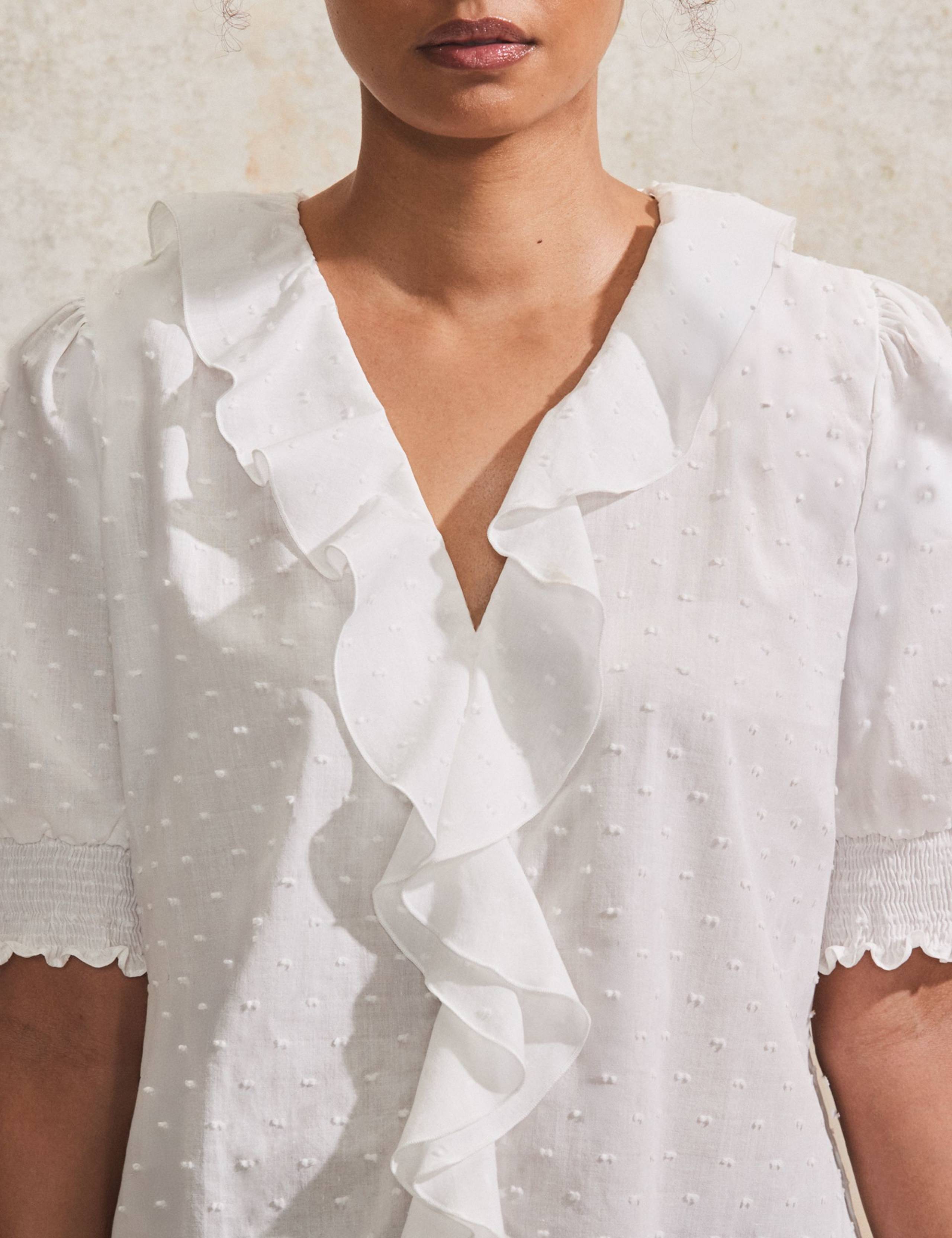 Pure Cotton Embroidered V-Neck Blouse 4 of 5