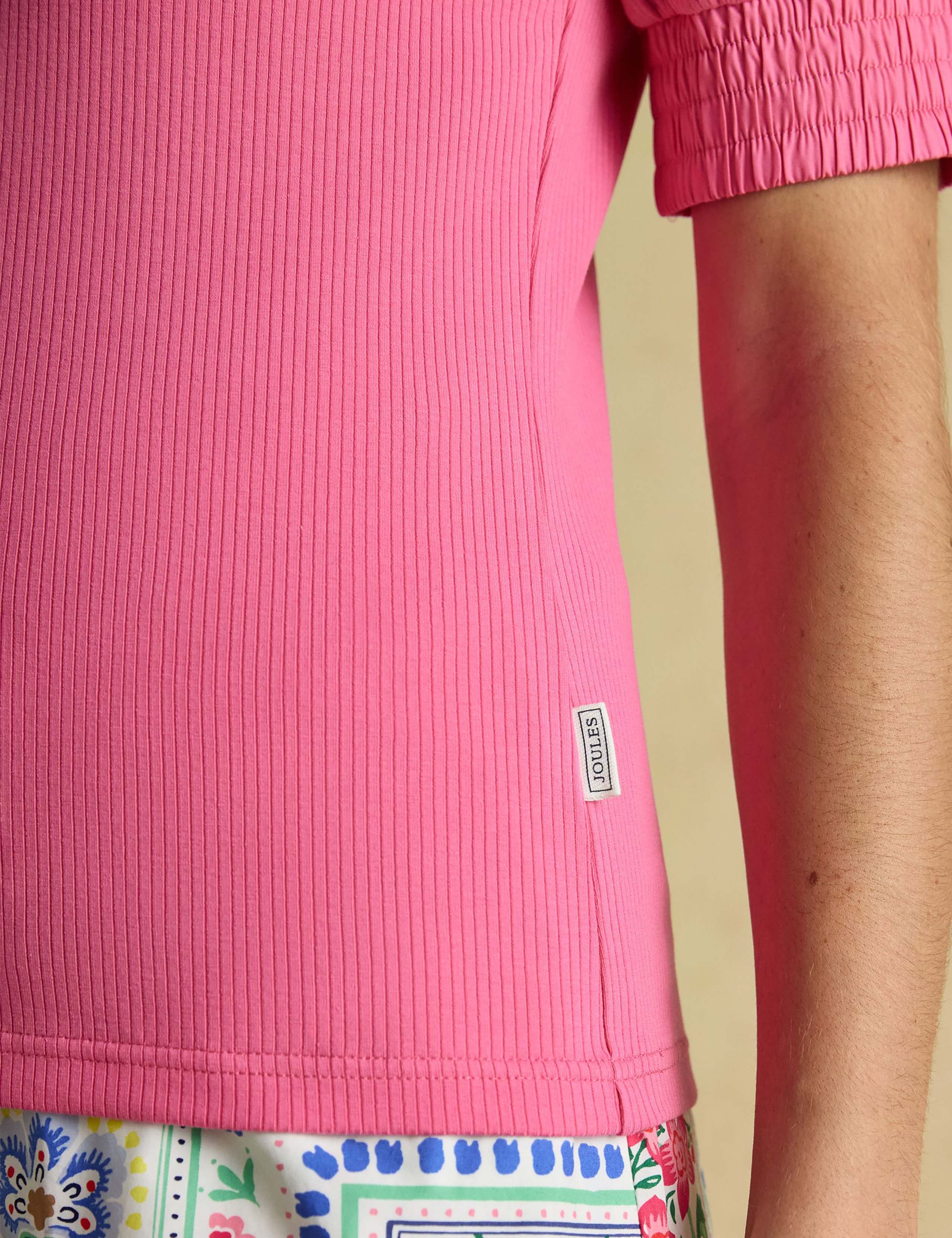 Cotton Rich Ribbed V-Neck Puff Sleeve Top 6 of 7