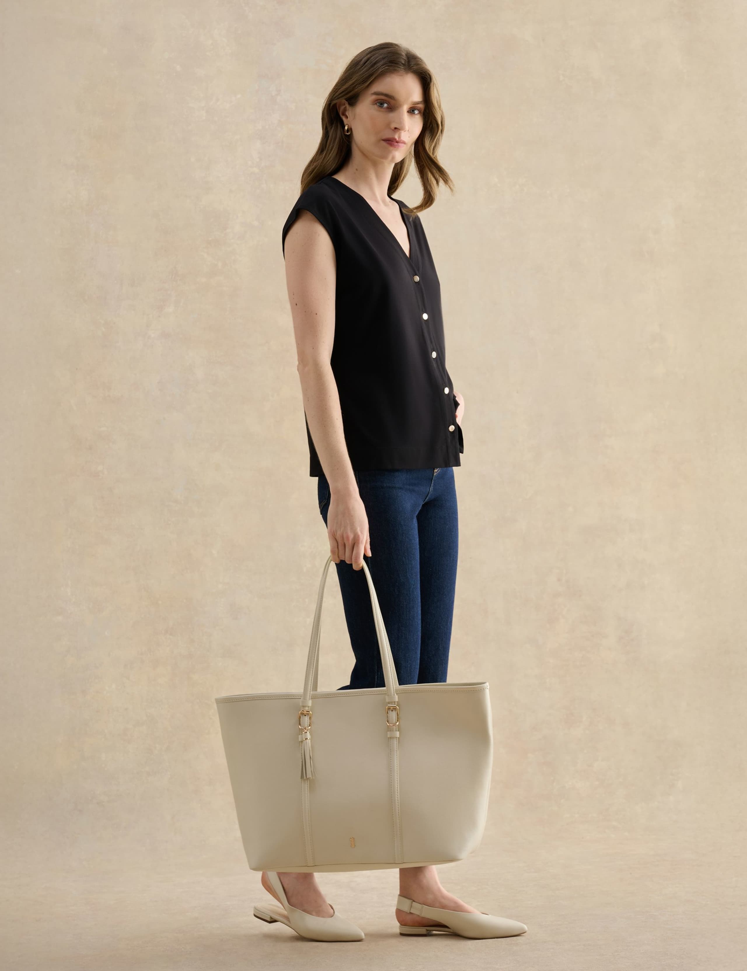 V-Neck Button Detail Top 3 of 5