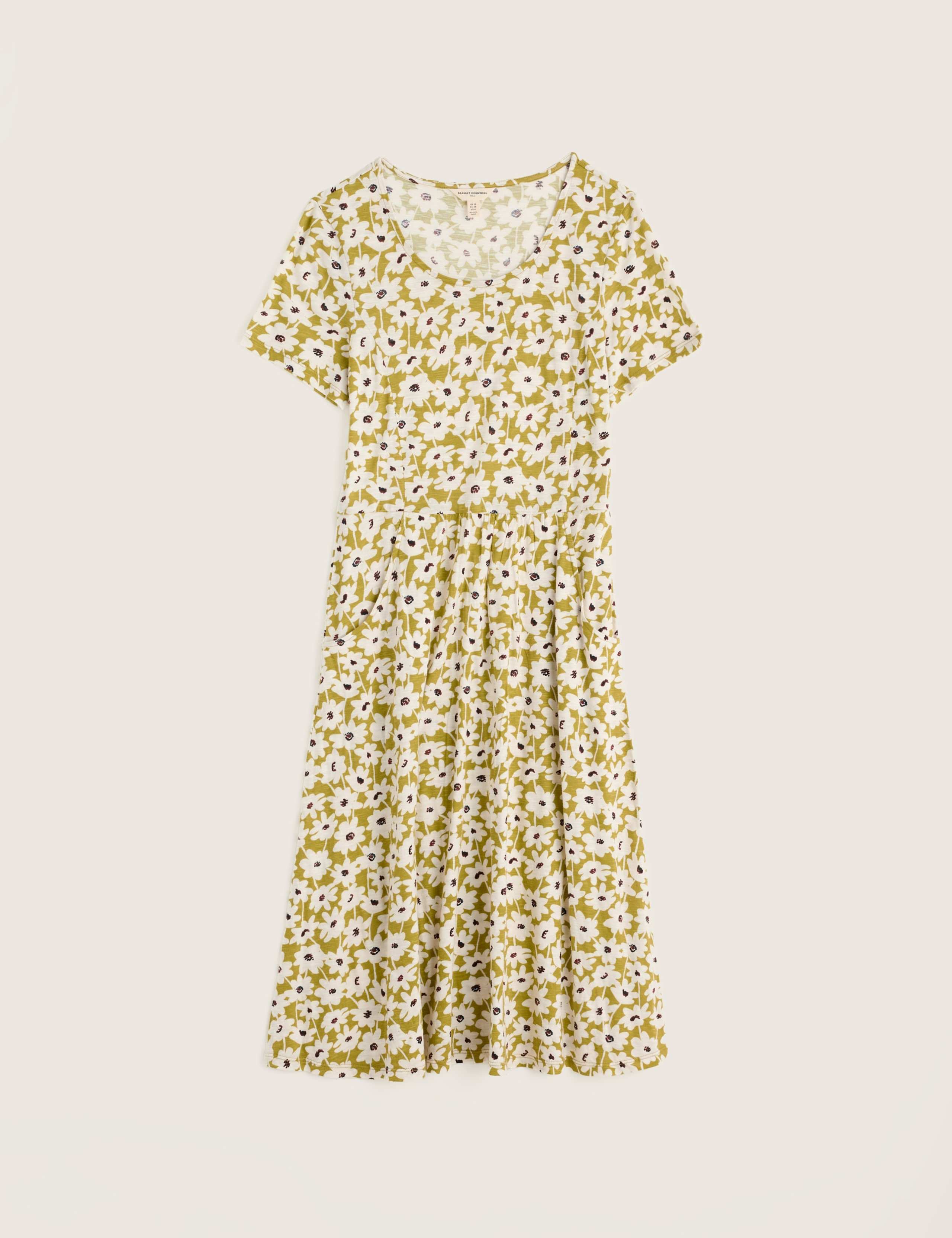 Pure Cotton Floral Midi Waisted Dress 2 of 5