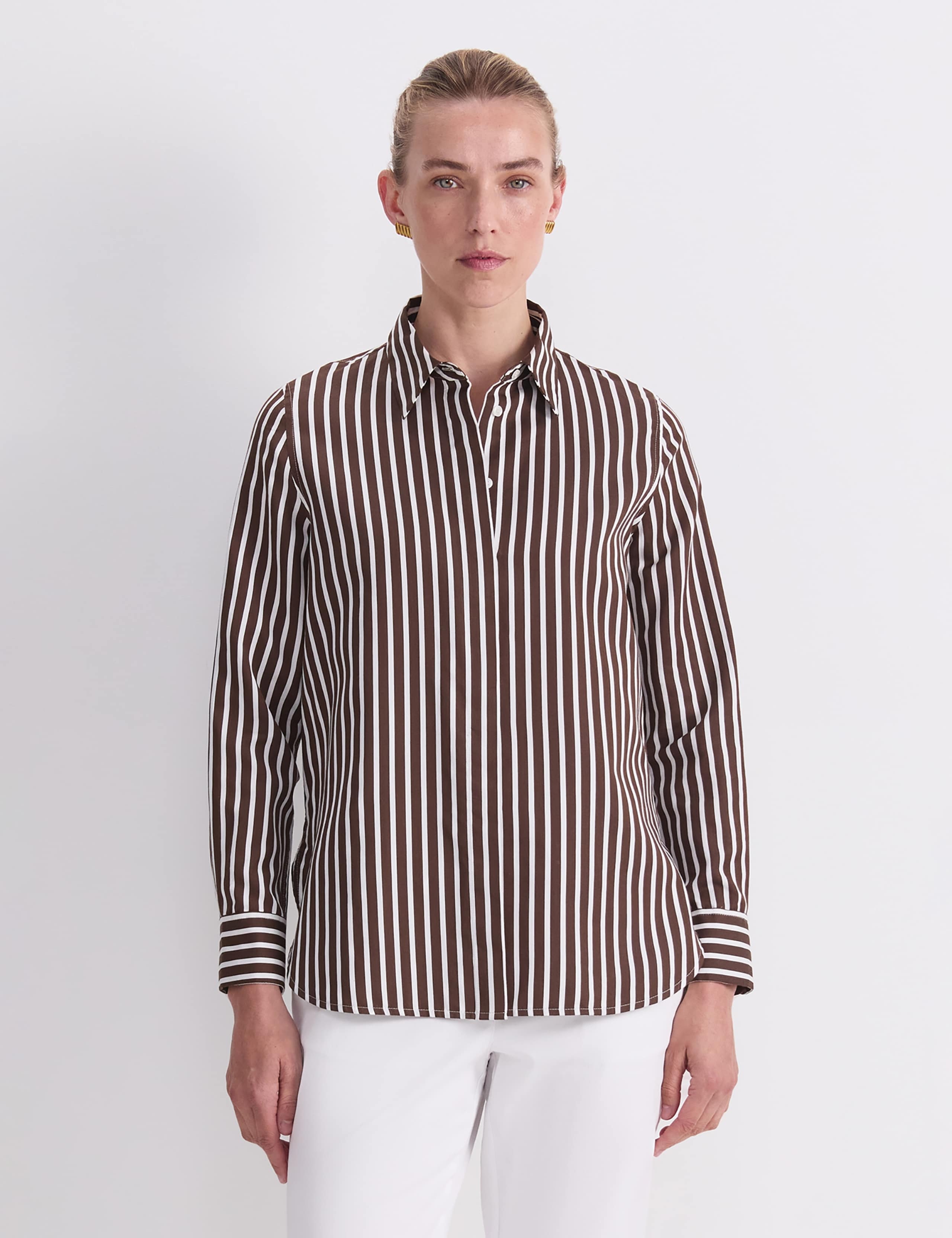 Cotton Rich Striped Shirt with Silk 1 of 6