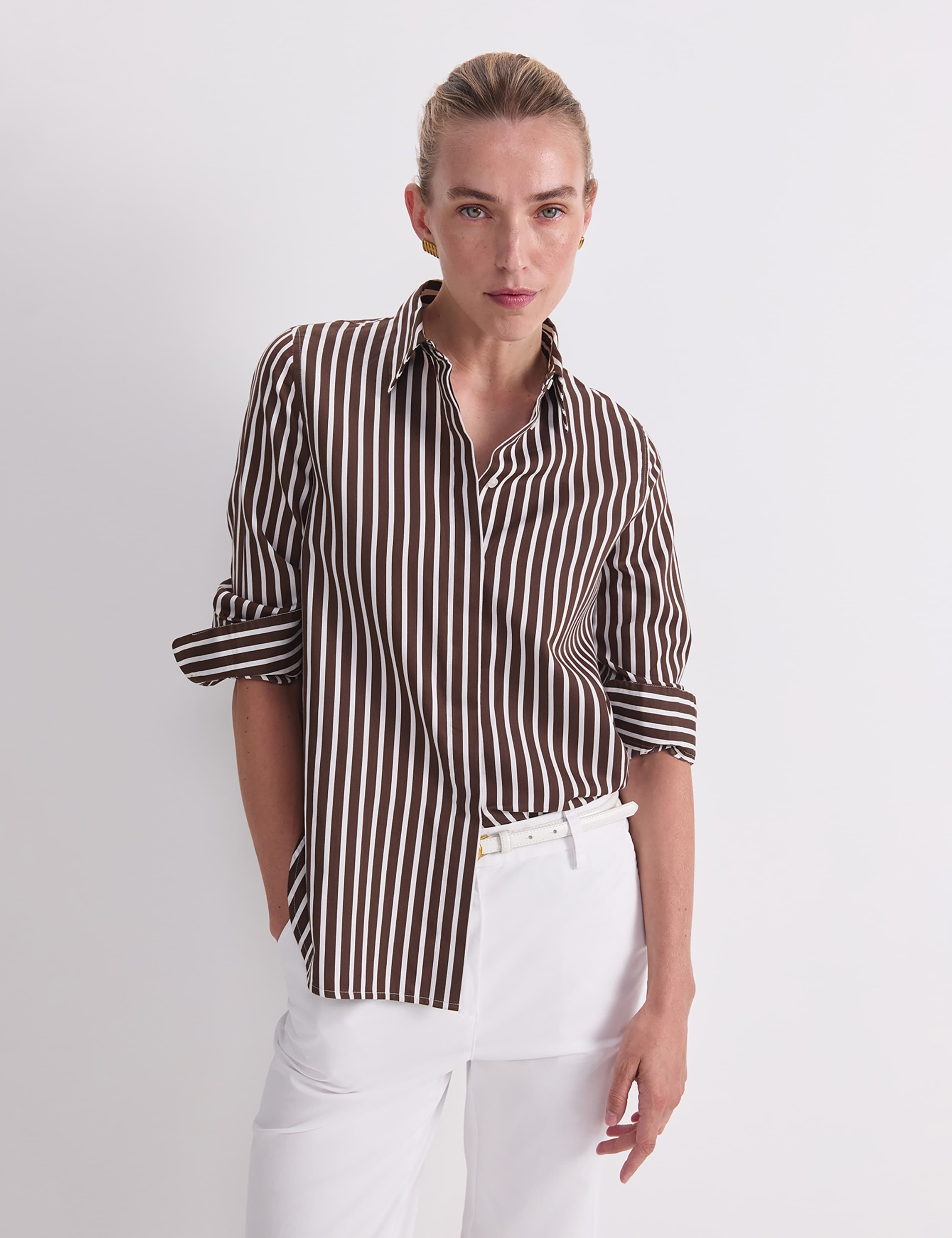 Cotton Rich Striped Shirt with Silk 5 of 6