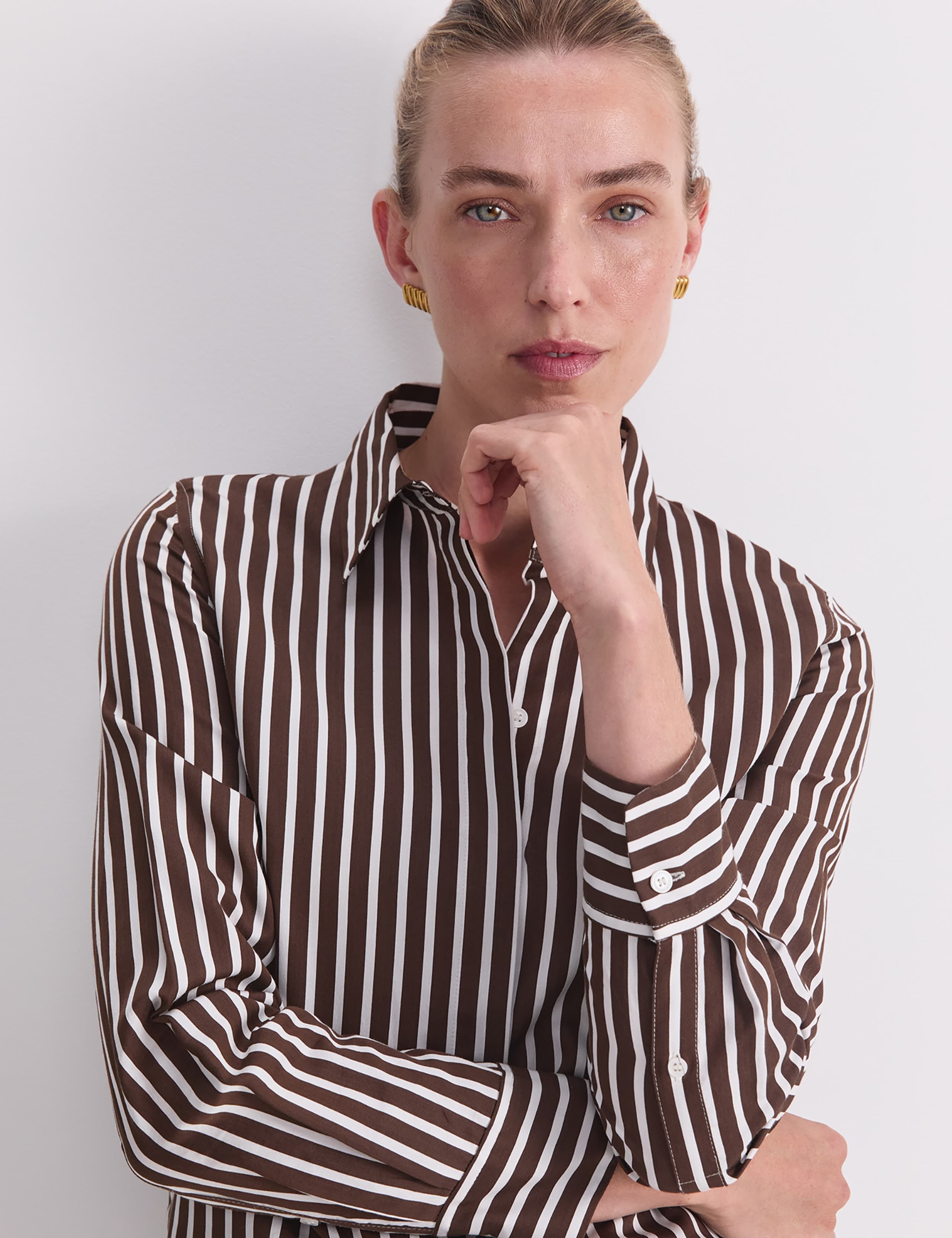 Cotton Rich Striped Shirt with Silk 6 of 6