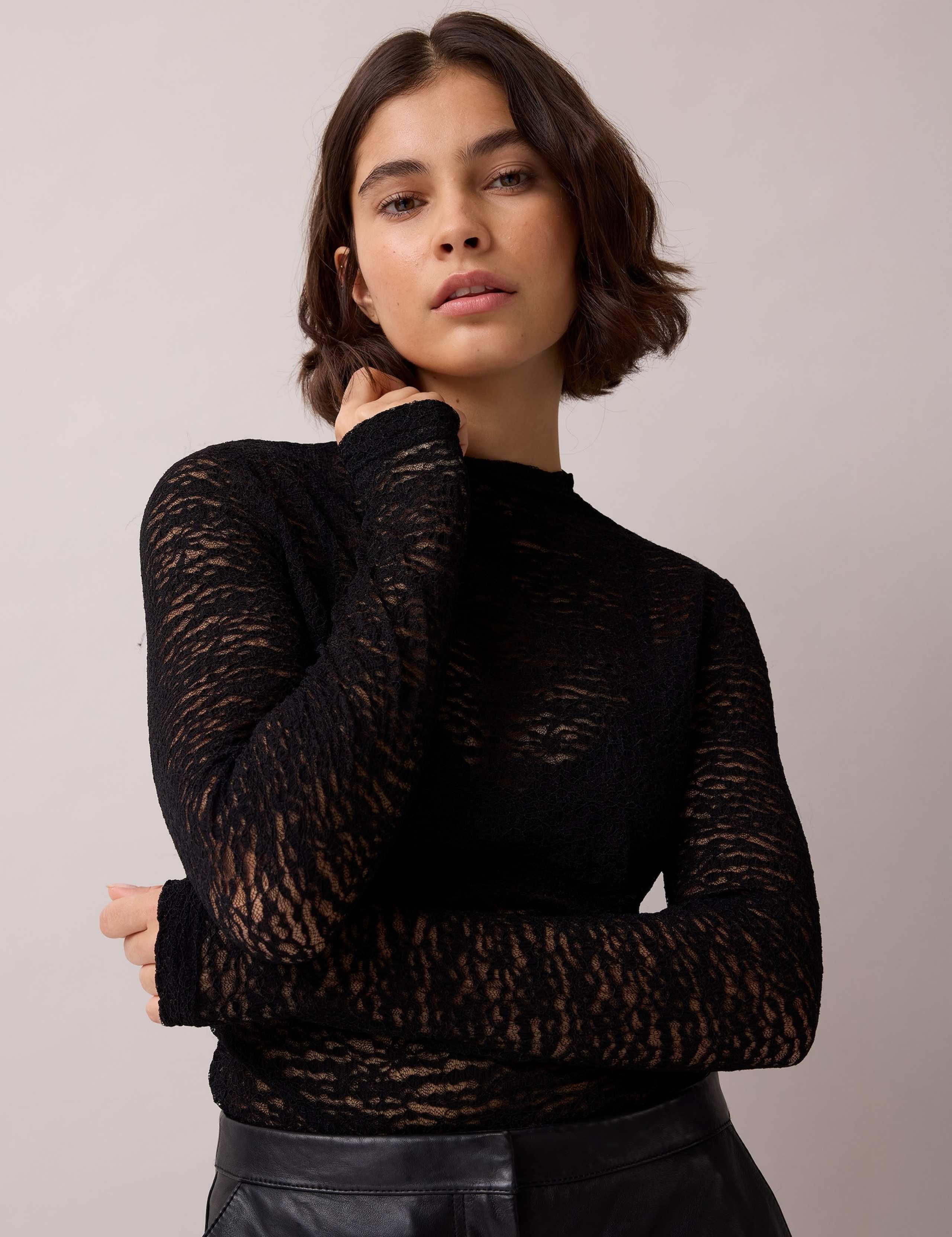 Lace Zip Up Regular Fit Top 1 of 5