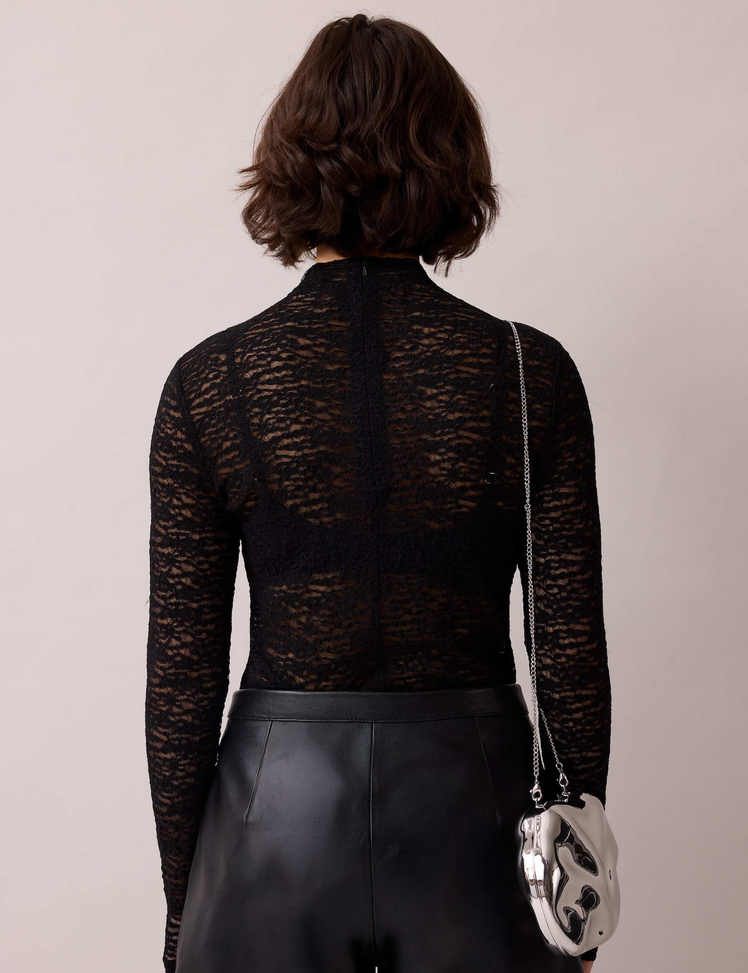 Lace Zip Up Regular Fit Top 3 of 5