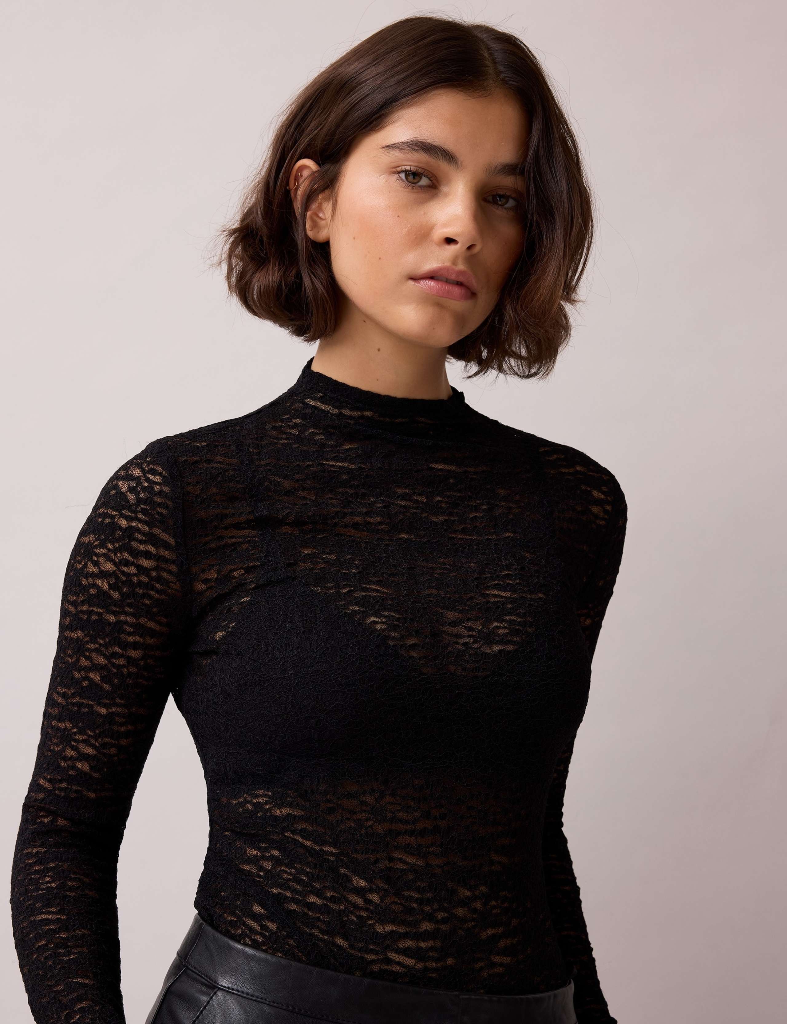 Lace Zip Up Regular Fit Top 5 of 5