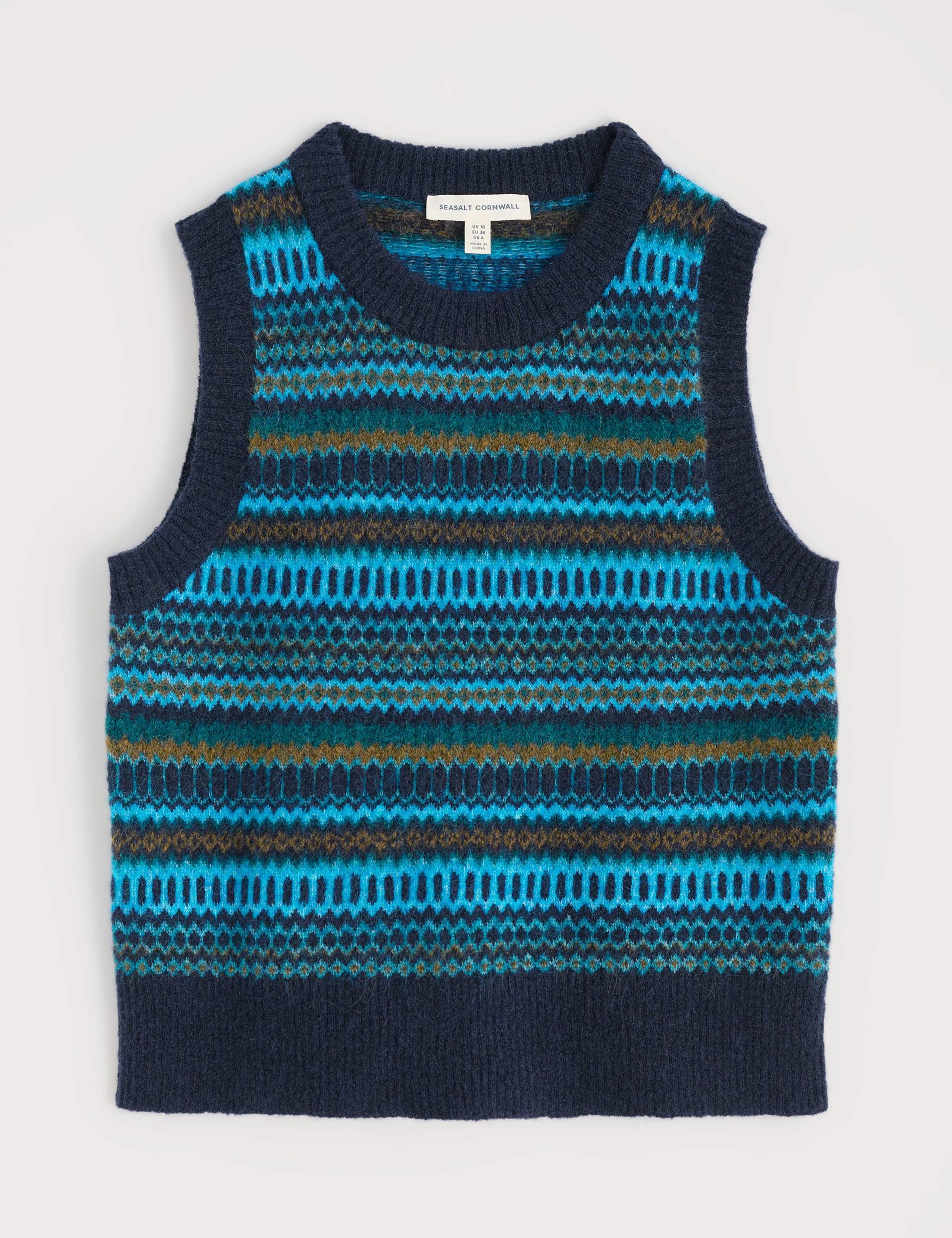 Wool Blend Crew Neck Knitted Vest 2 of 5