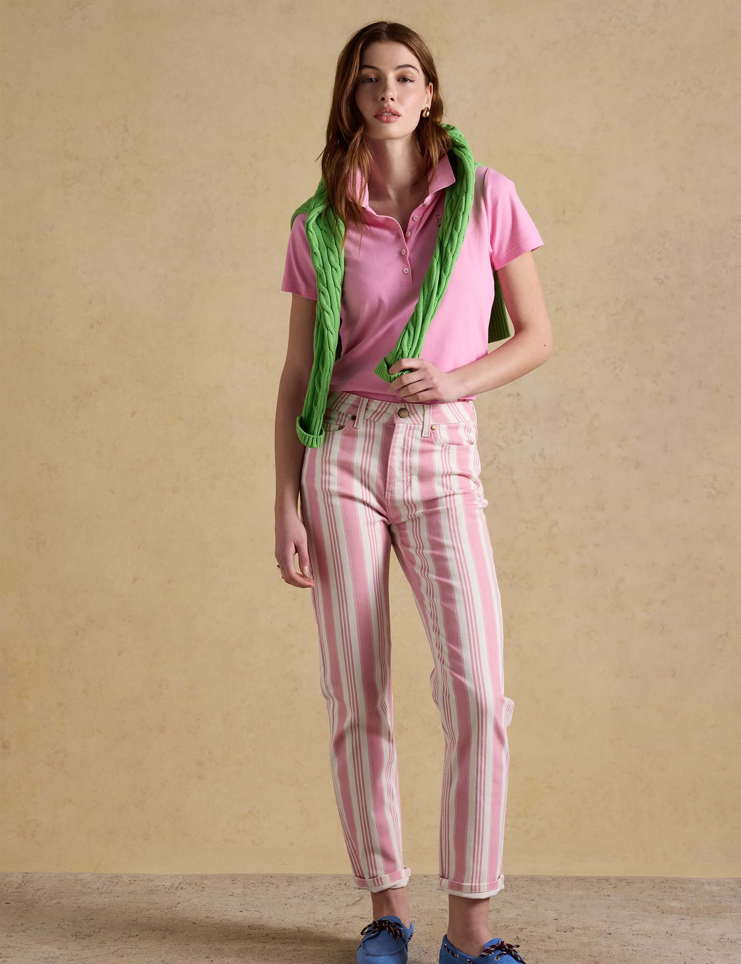 Mid Rise Striped Slim Straight Leg Jeans 1 of 6