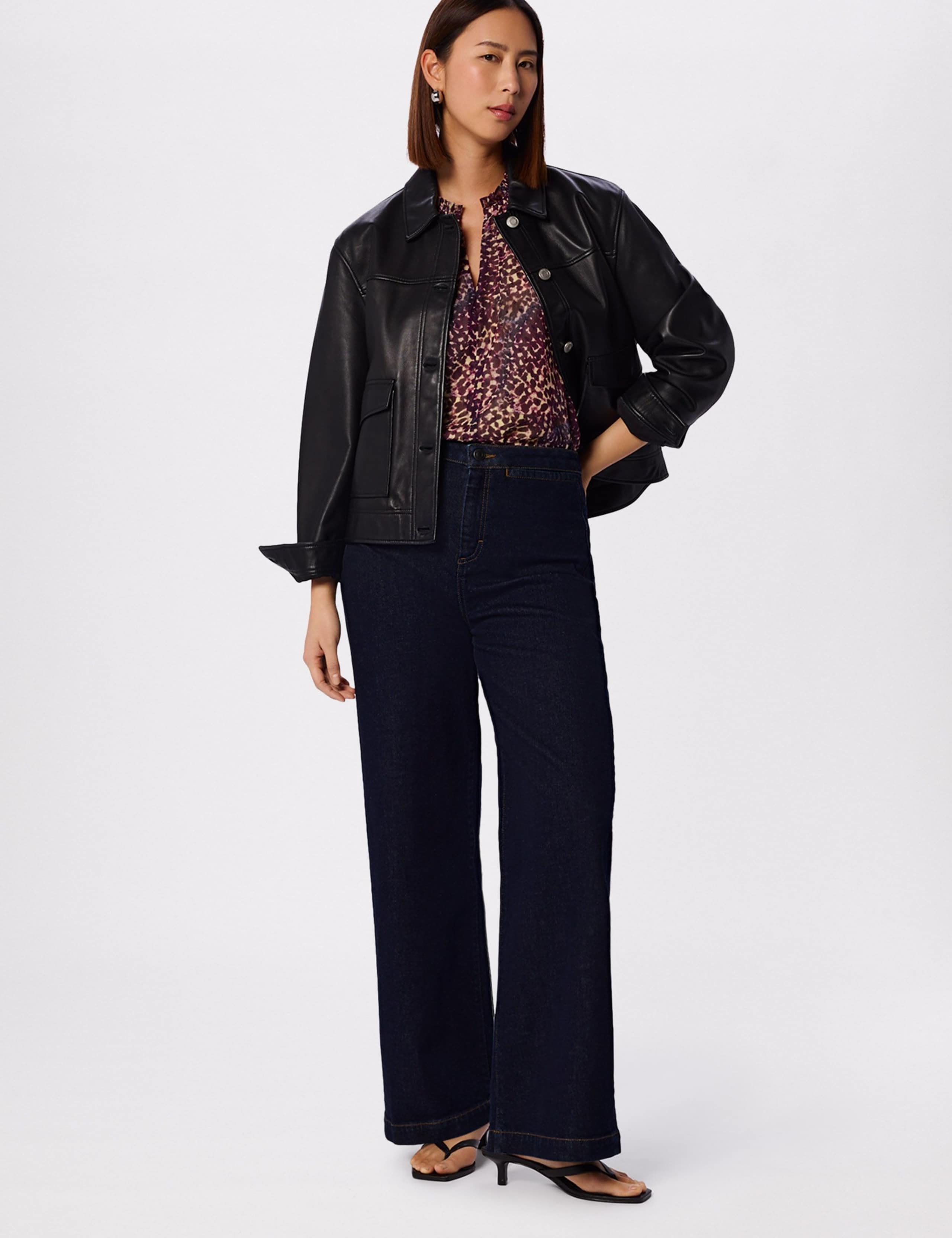 Print Dobby V-Neck Tiered Sleeve Top 3 of 6