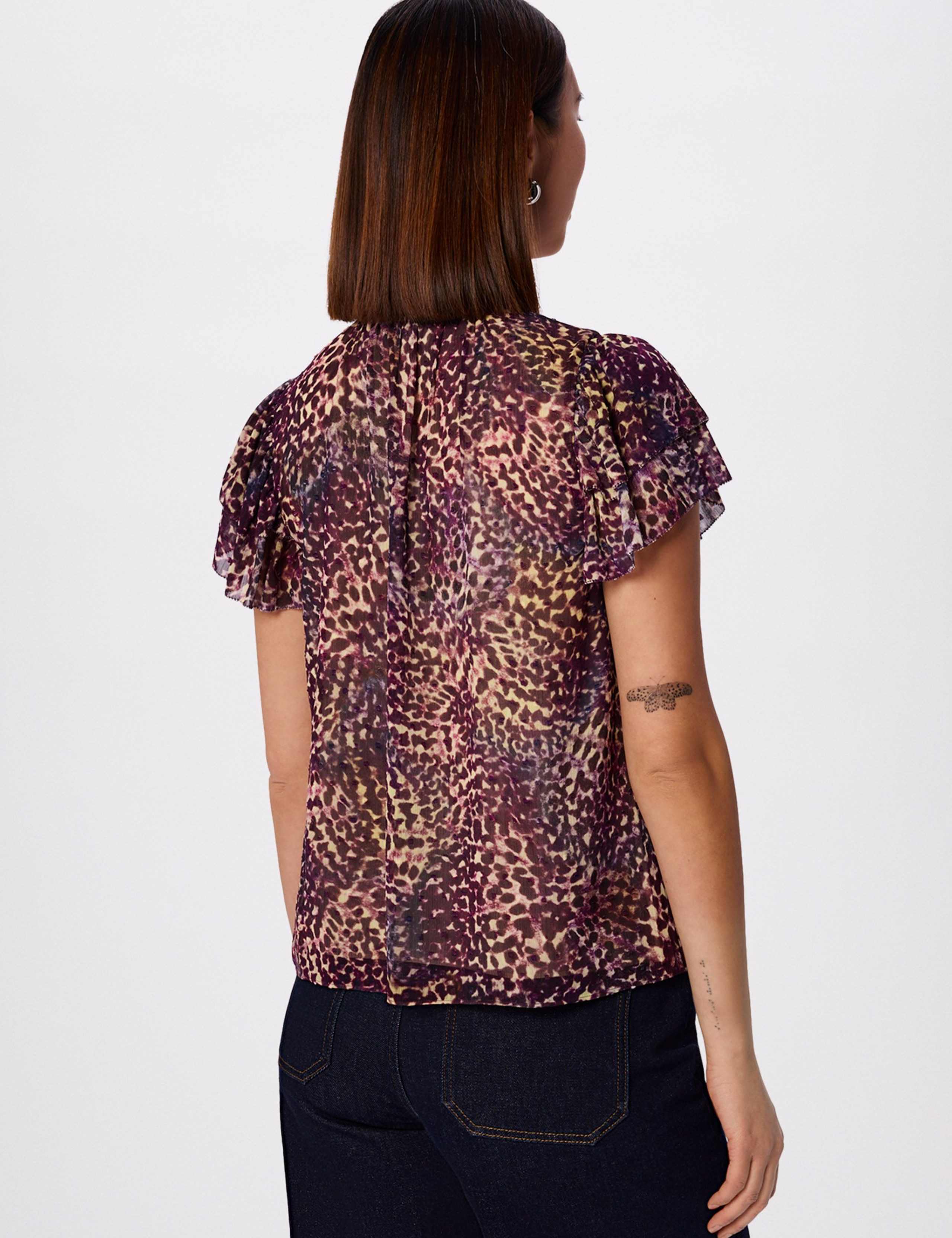 Print Dobby V-Neck Tiered Sleeve Top 4 of 6