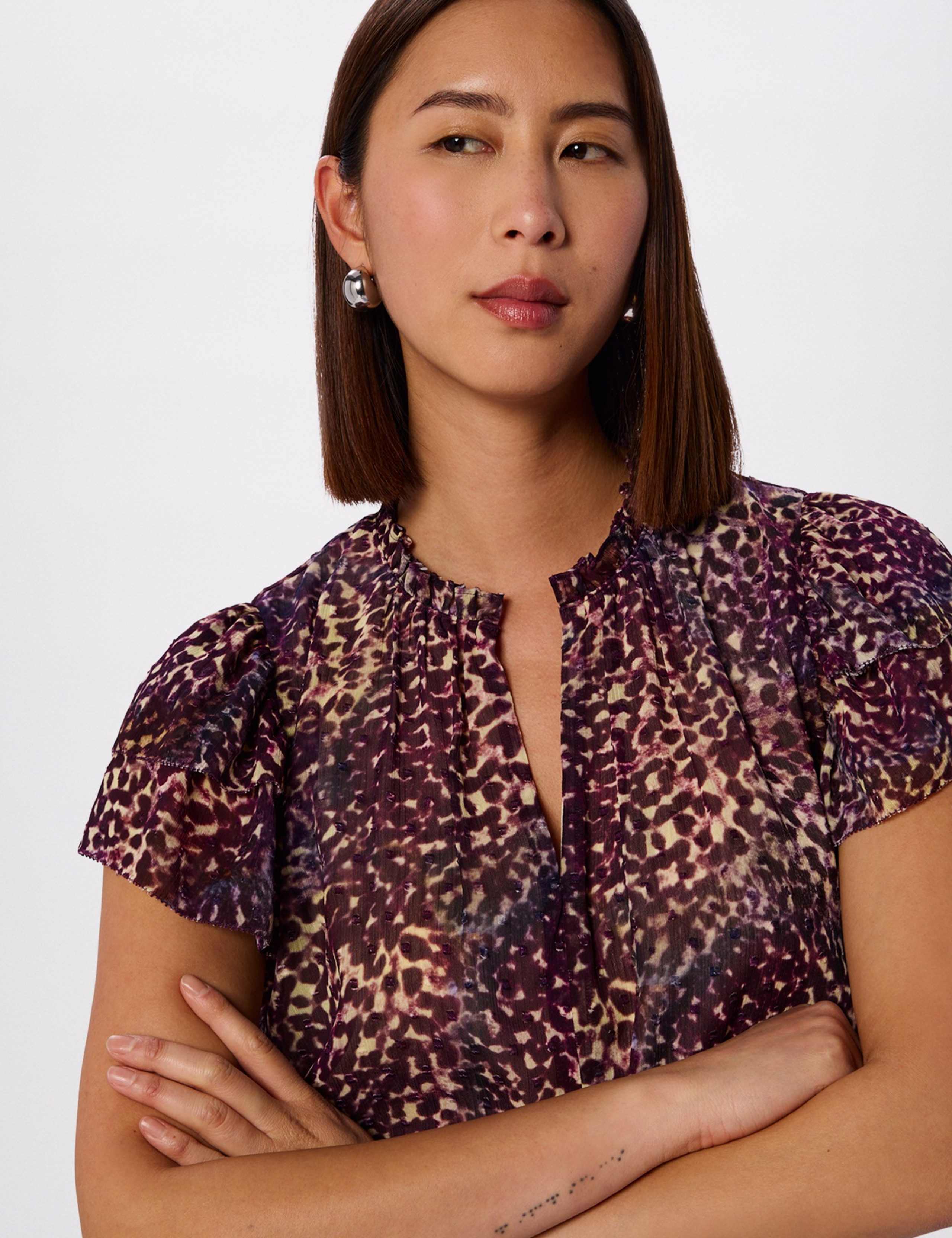 Print Dobby V-Neck Tiered Sleeve Top 5 of 6