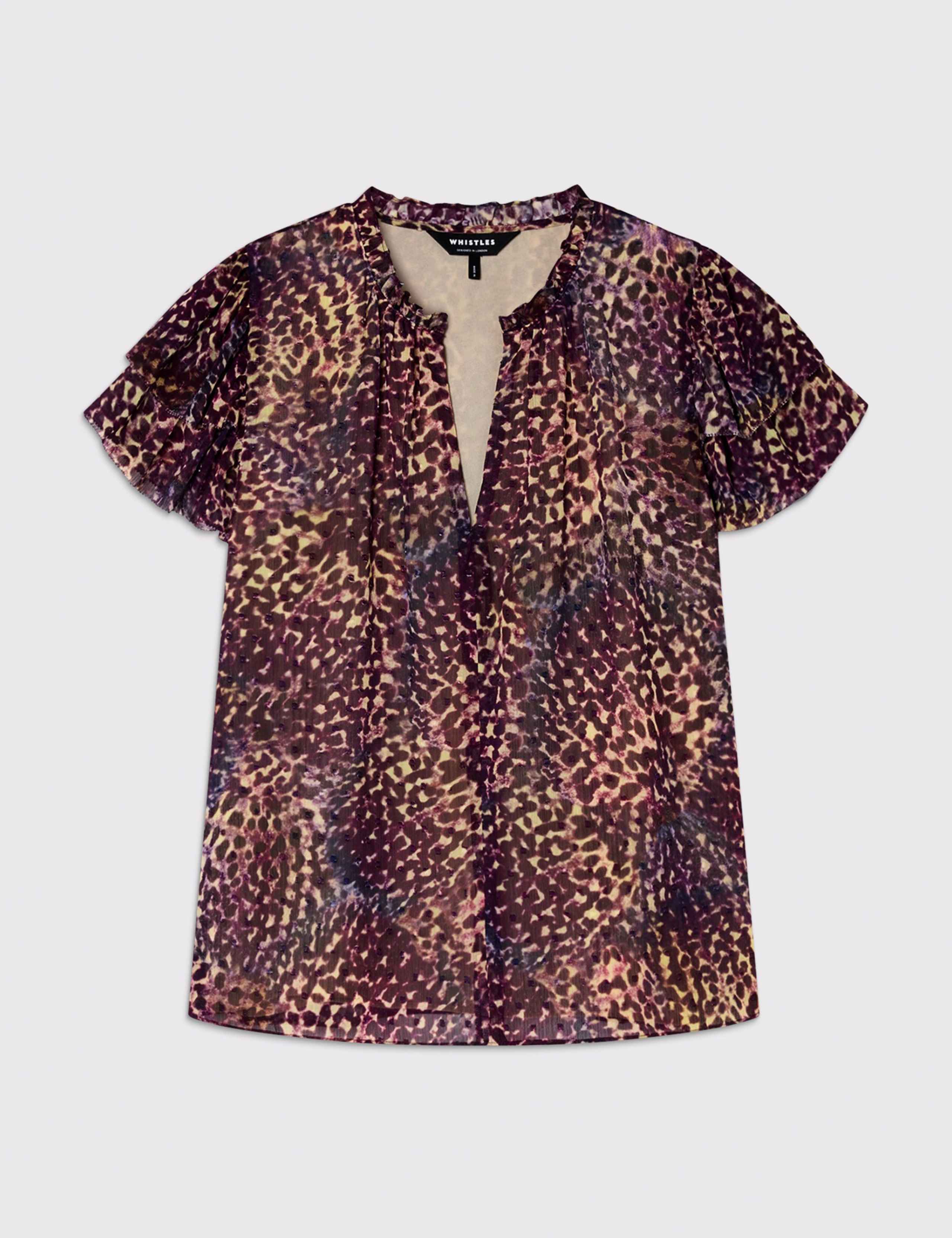 Print Dobby V-Neck Tiered Sleeve Top 2 of 6