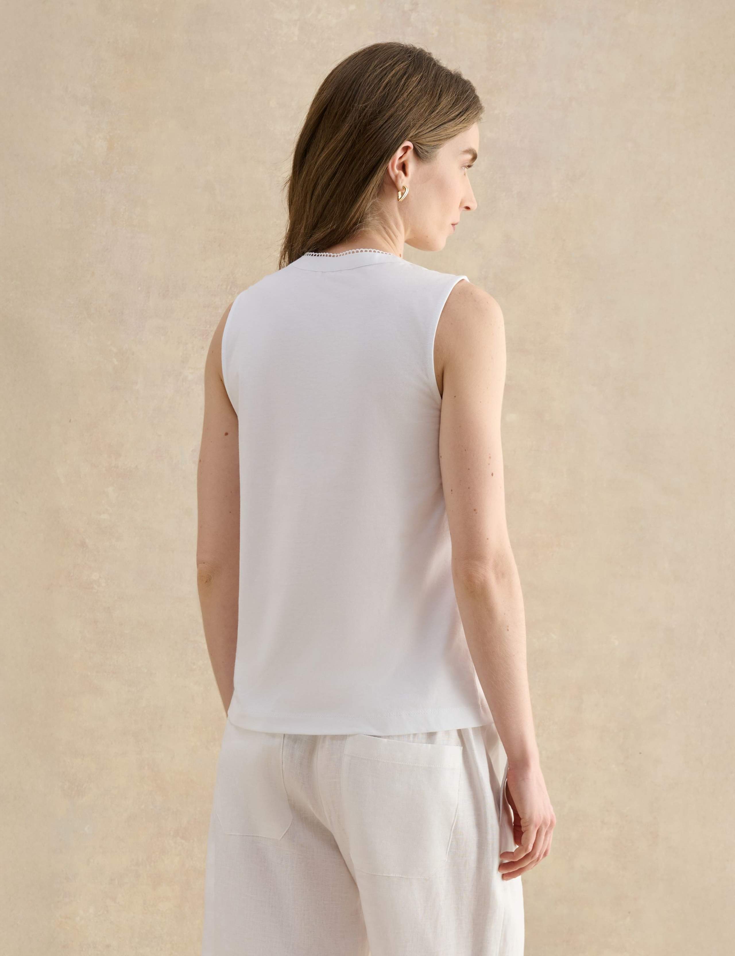Pure Cotton Broderie Notch Neck Tank Top 4 of 5
