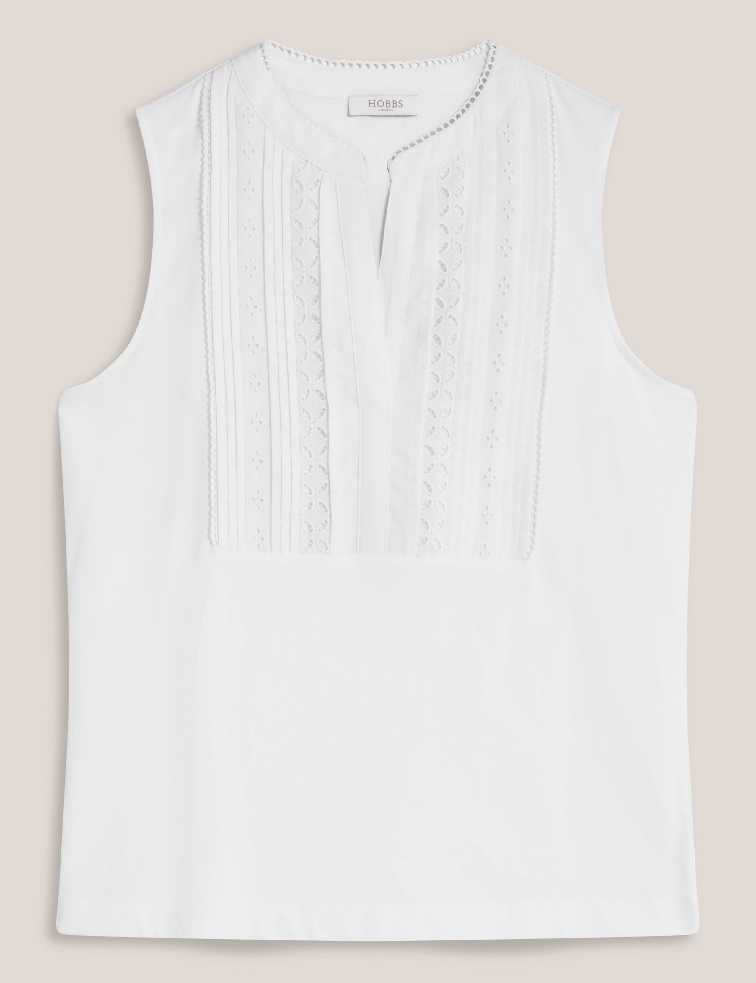 Pure Cotton Broderie Notch Neck Tank Top 2 of 5