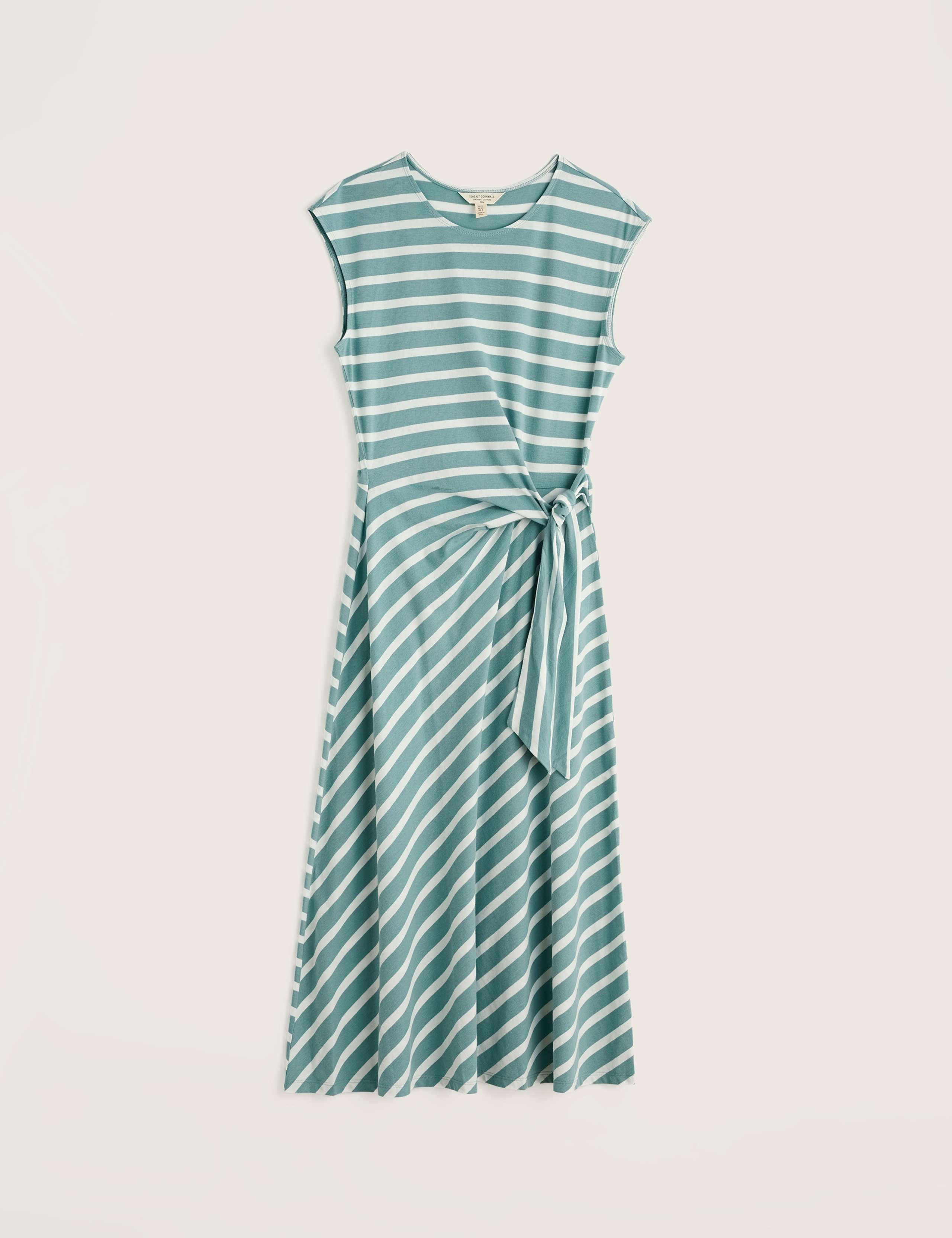 Cotton Rich Striped Tie Front Midi Wrap Dress 2 of 5