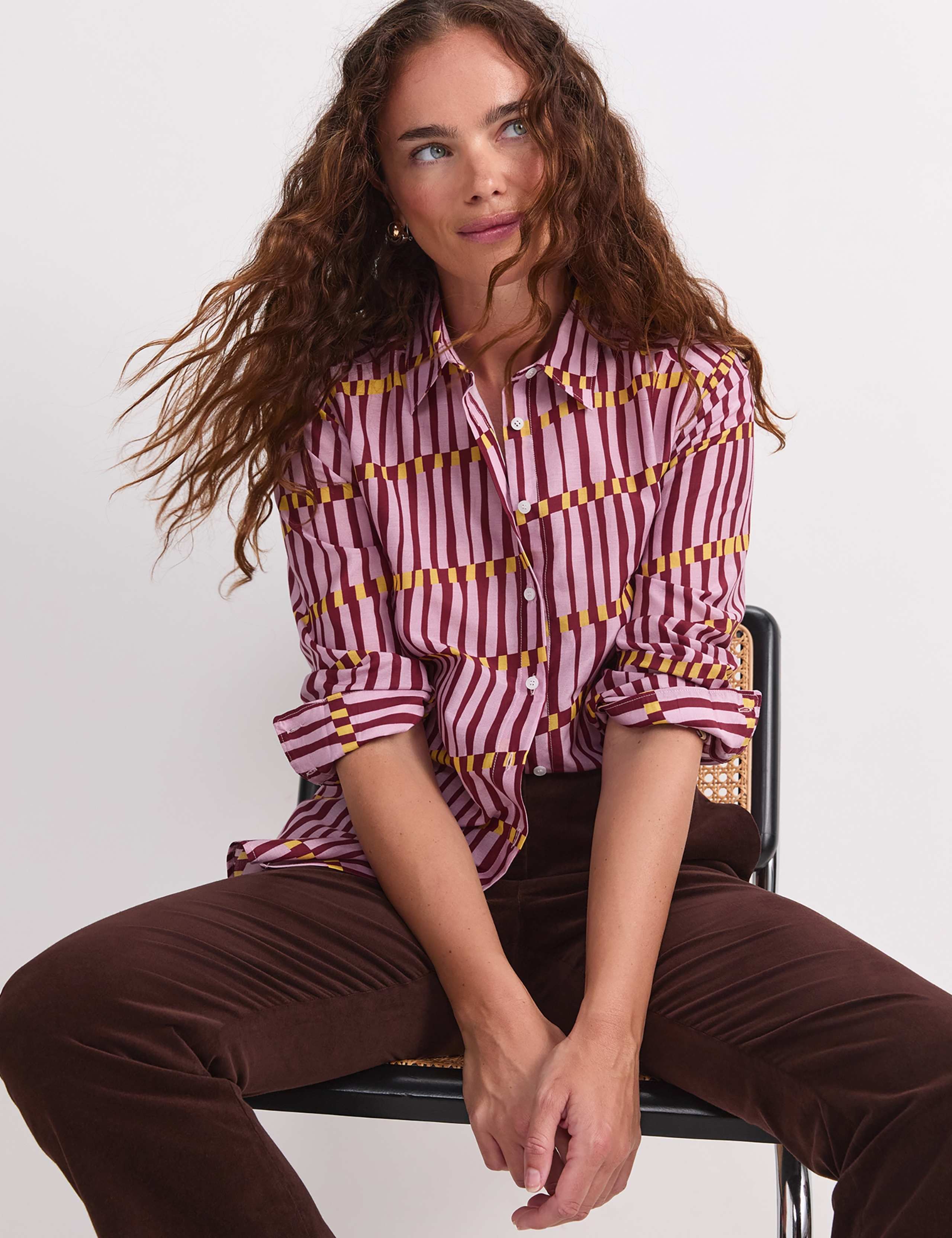 Cotton Rich Geometric Shirt with Silk 5 of 7