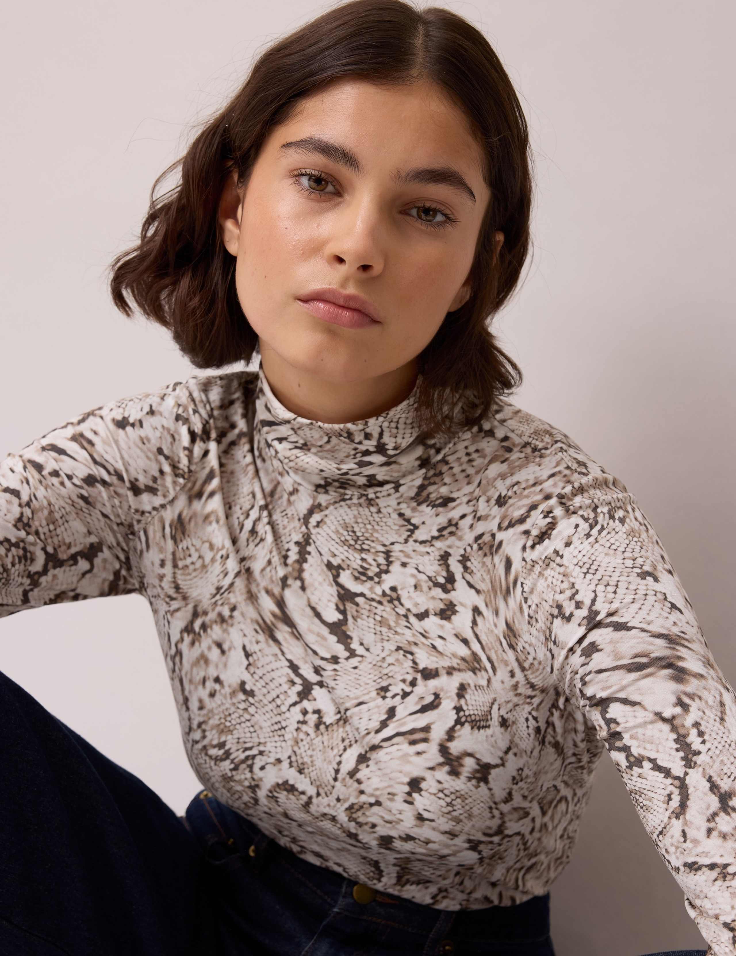 Snake Print Roll Neck Slim Fit Top 4 of 5