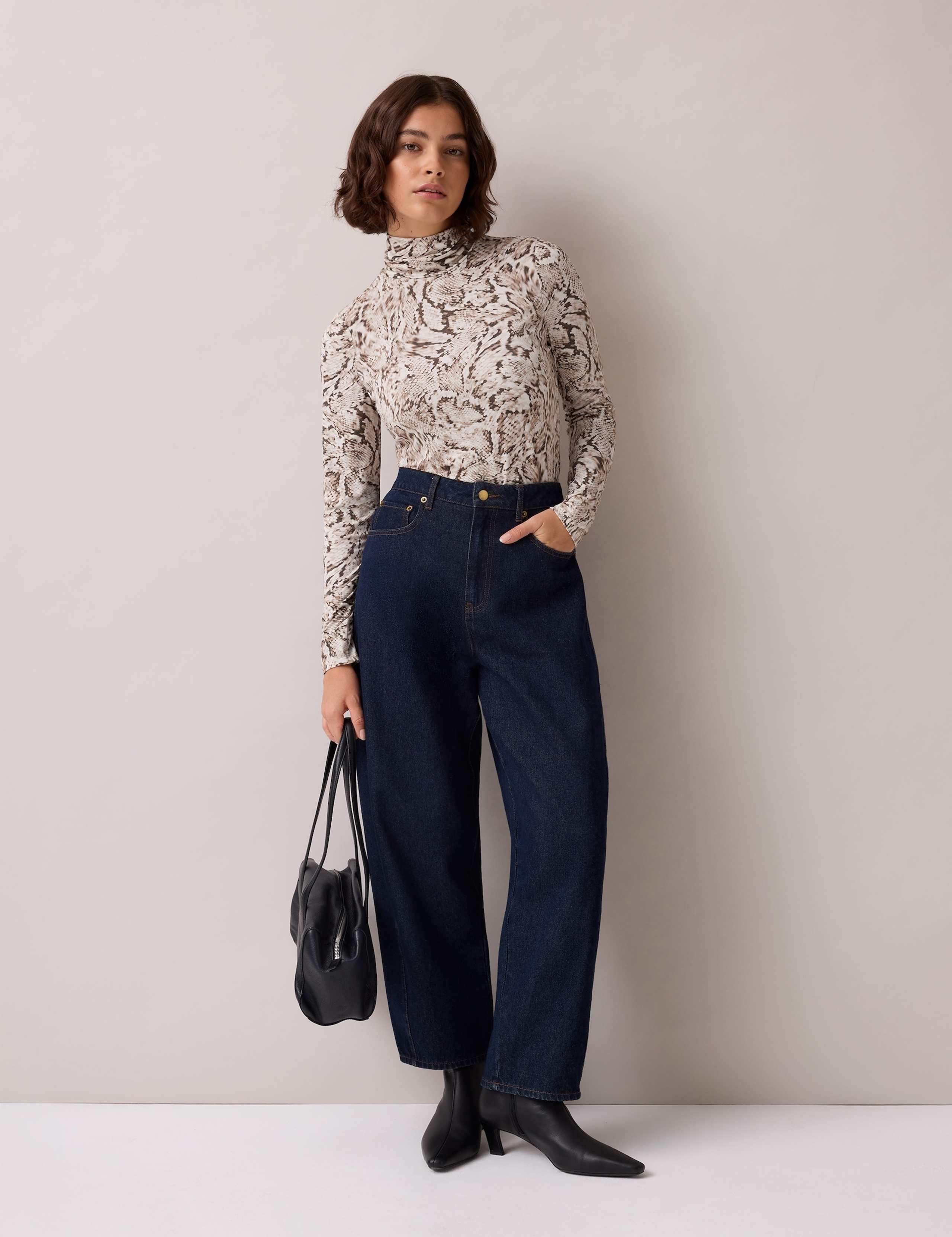 Snake Print Roll Neck Slim Fit Top 5 of 5
