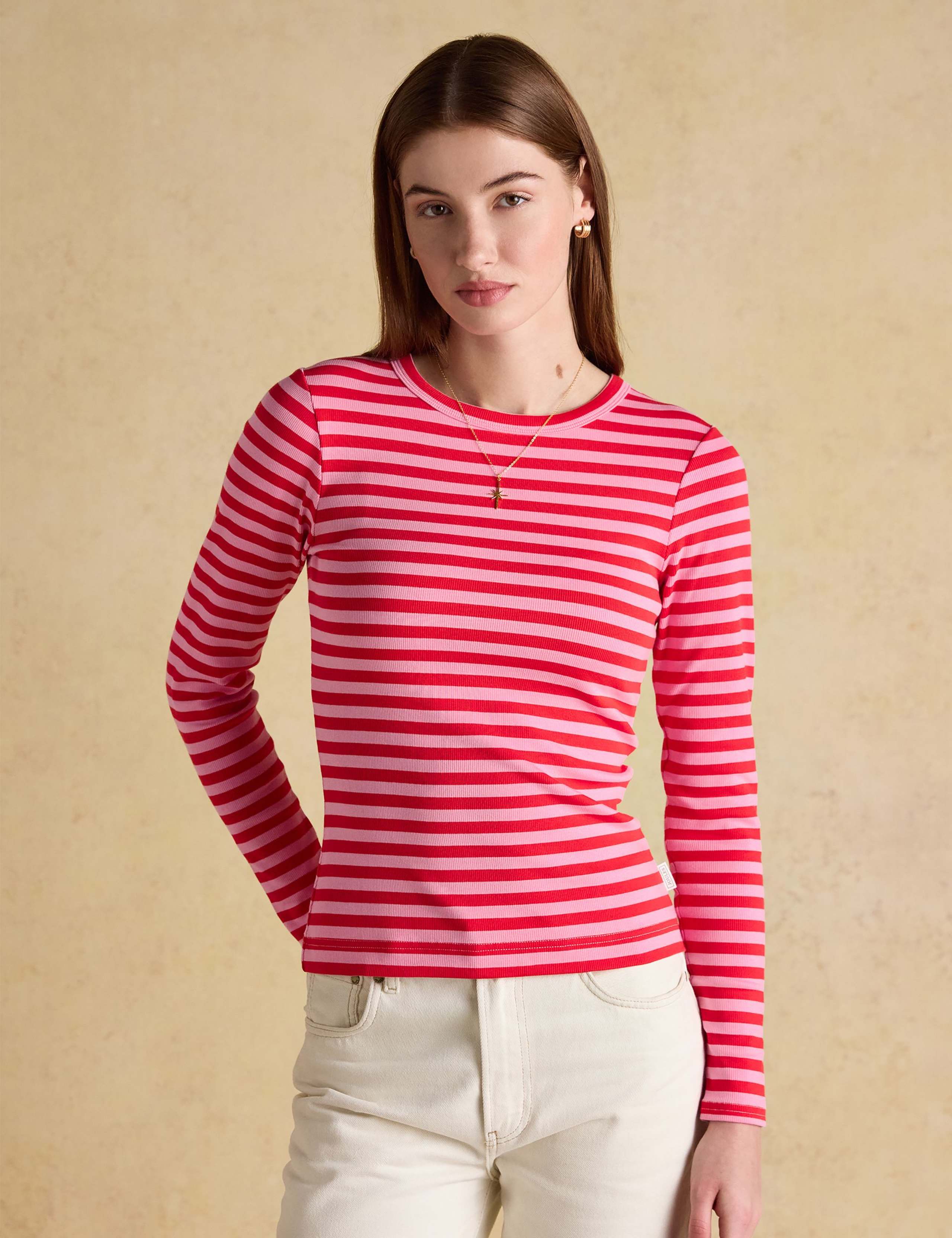 Cotton Rich Striped Ribbed Top 1 of 7