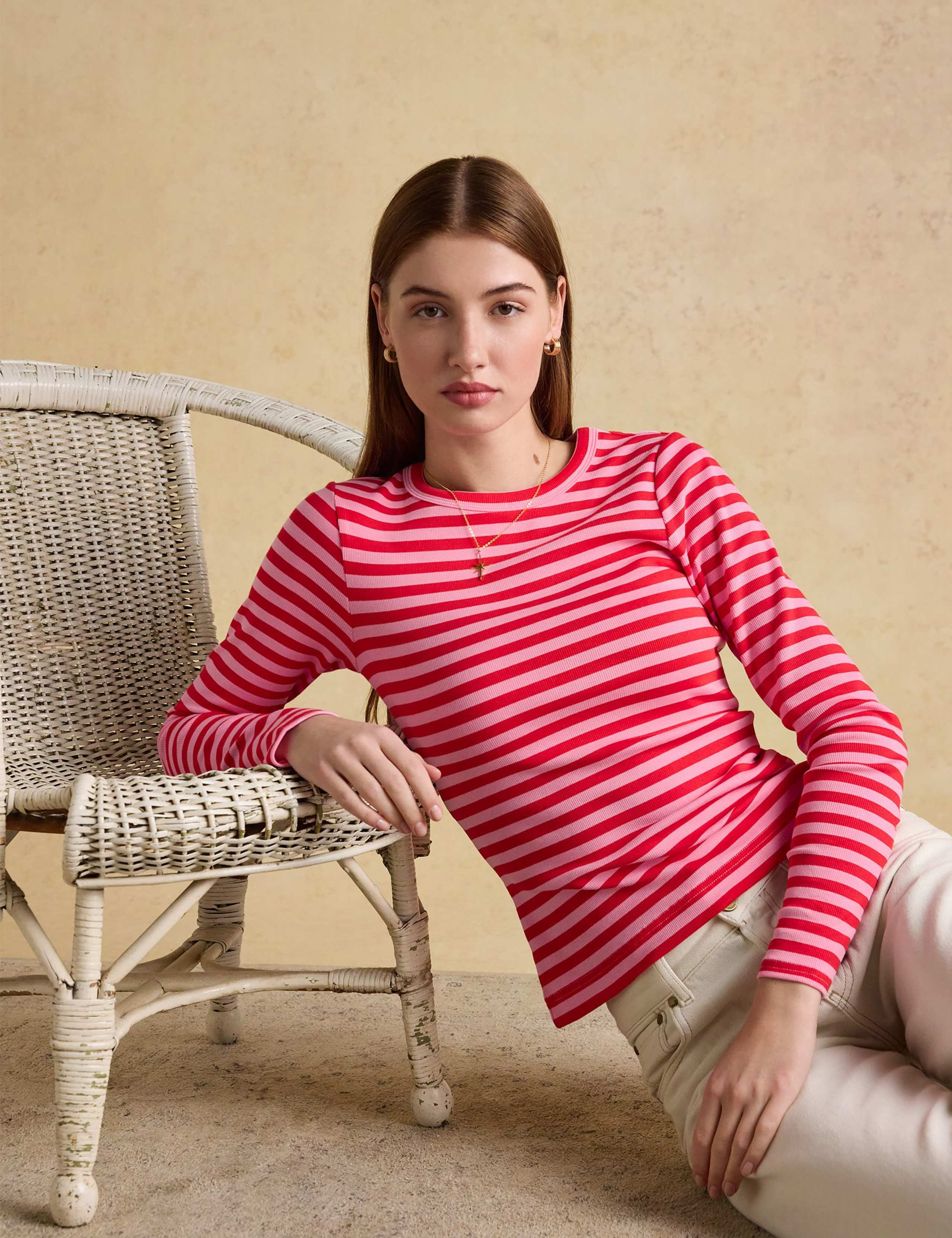 Cotton Rich Striped Ribbed Top 3 of 7