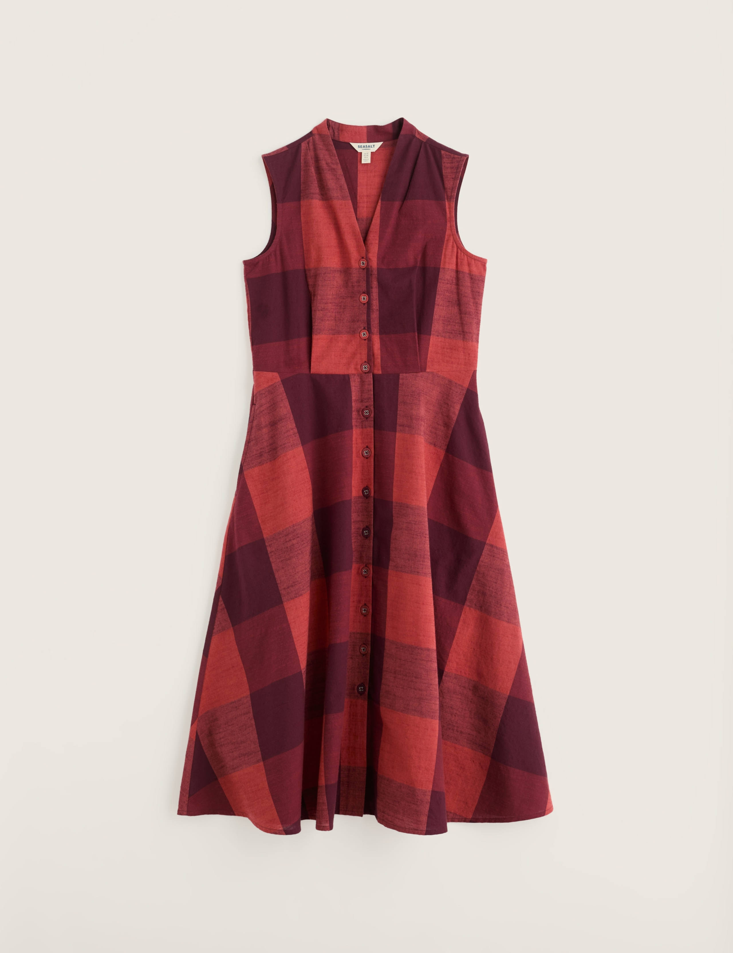 Pure Cotton Checked Midi Waisted Dress 2 of 5