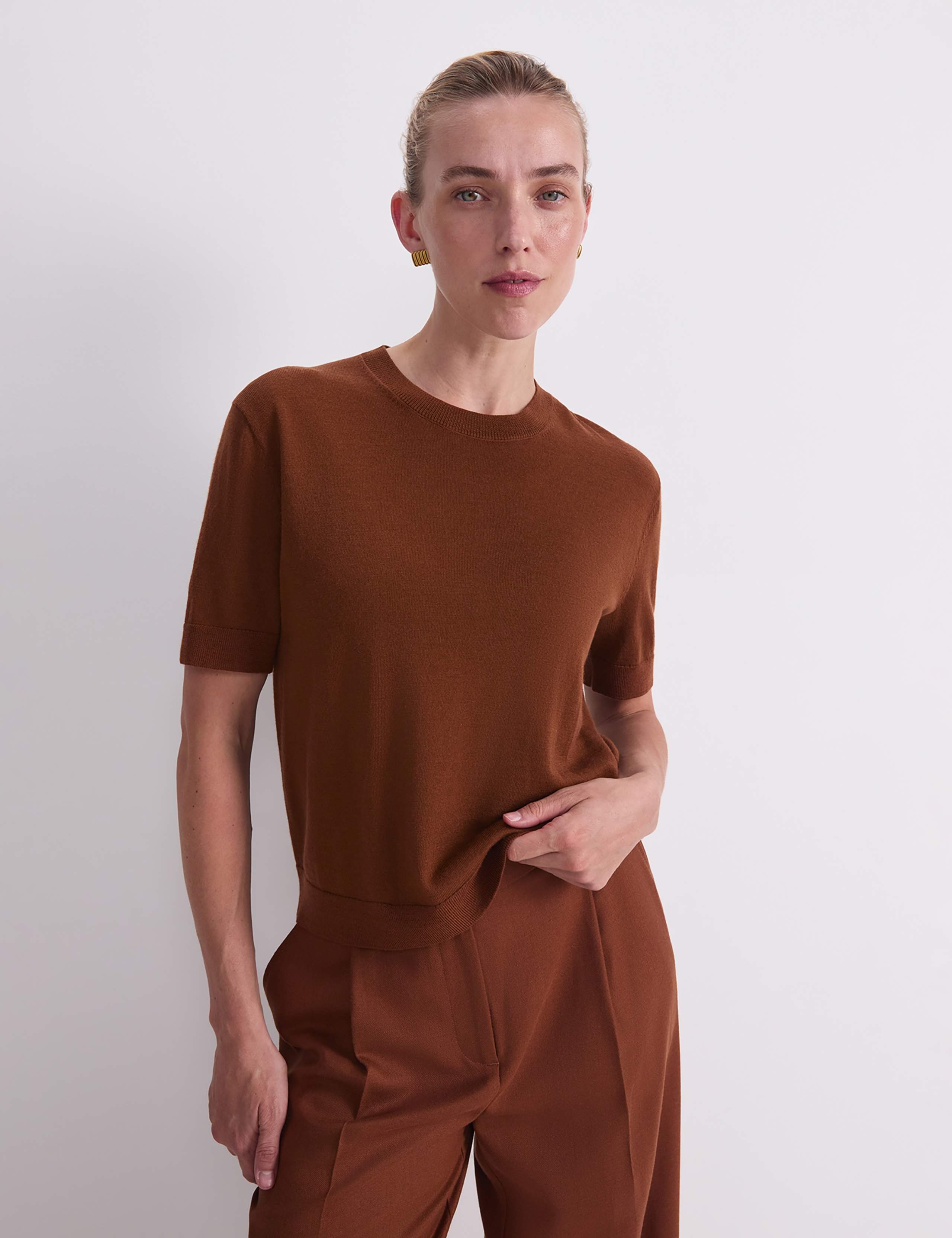 Pure Wool Striped Knitted T-Shirt 1 of 7