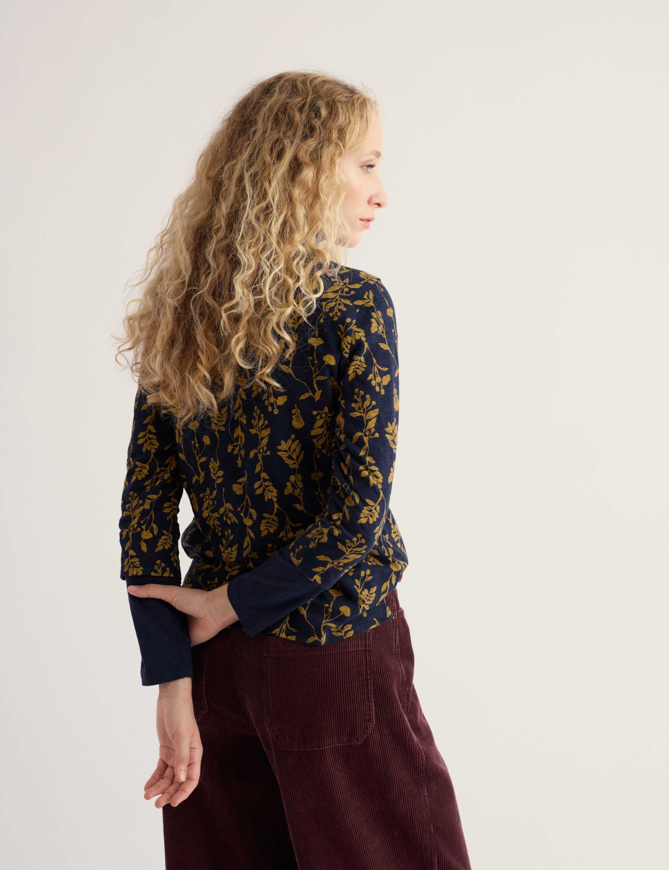 Pure Cotton Jersey Floral Notch Neck Shirt 3 of 5