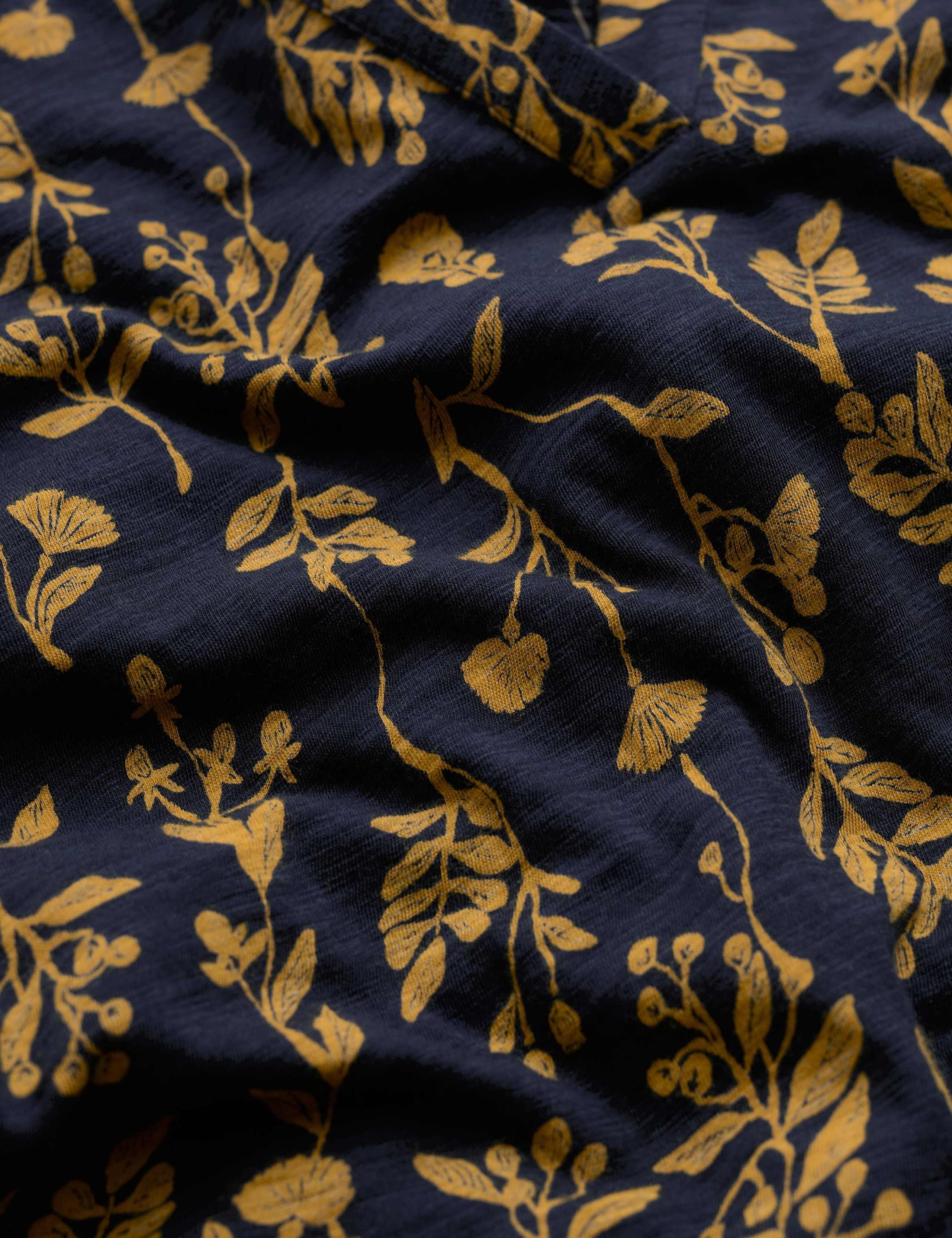 Pure Cotton Jersey Floral Notch Neck Shirt 4 of 5