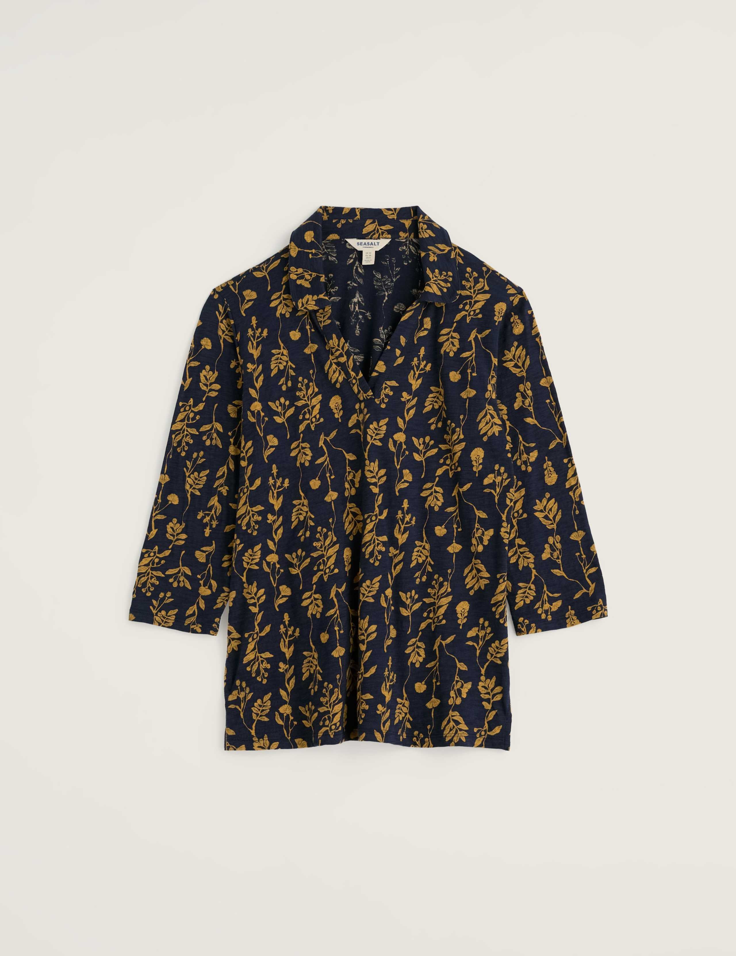 Pure Cotton Jersey Floral Notch Neck Shirt 2 of 5
