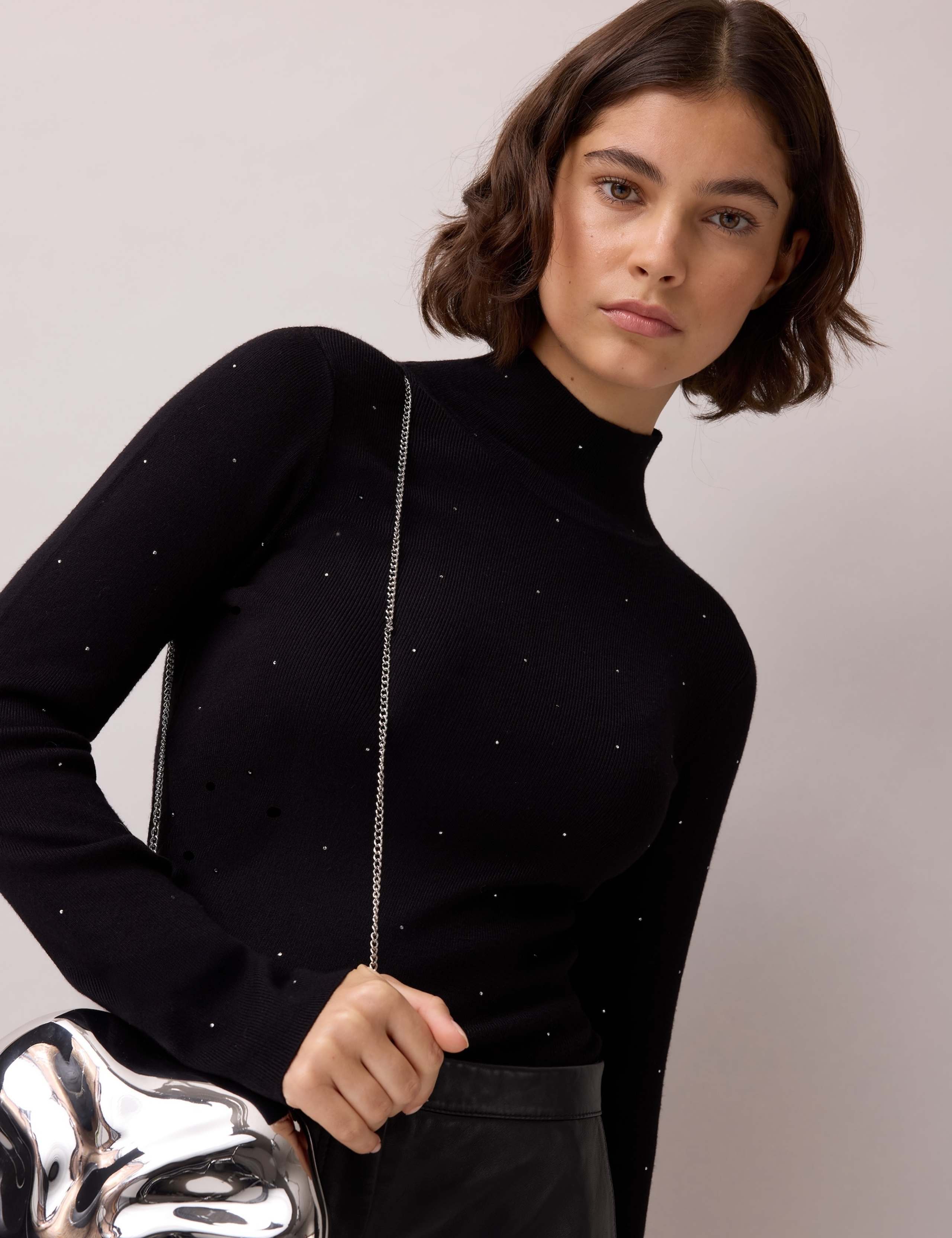 Embellished High Neck Slim Fit Jumper 6 of 6