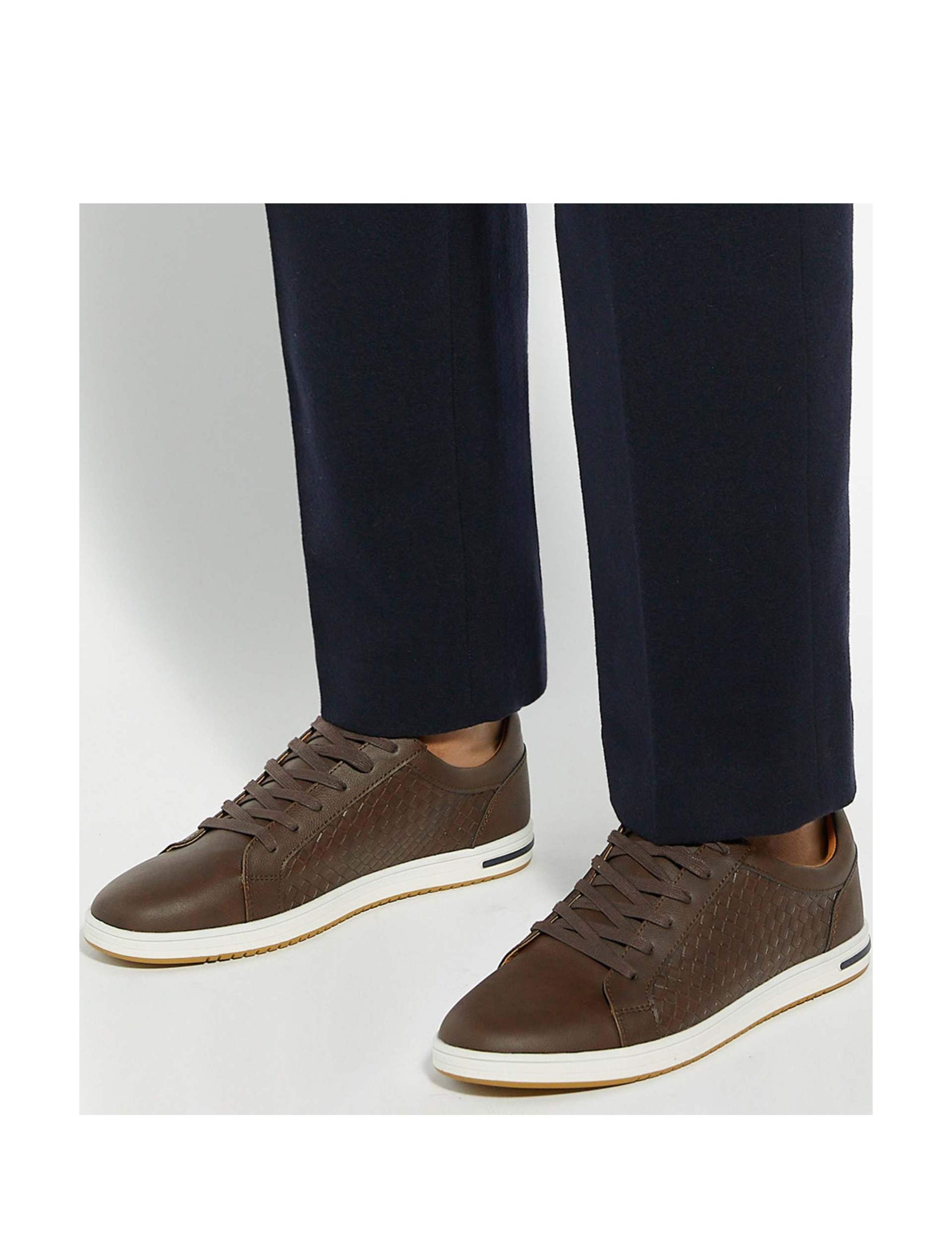 Wide Fit Faux Leather Lace Up Trainers 3 of 6