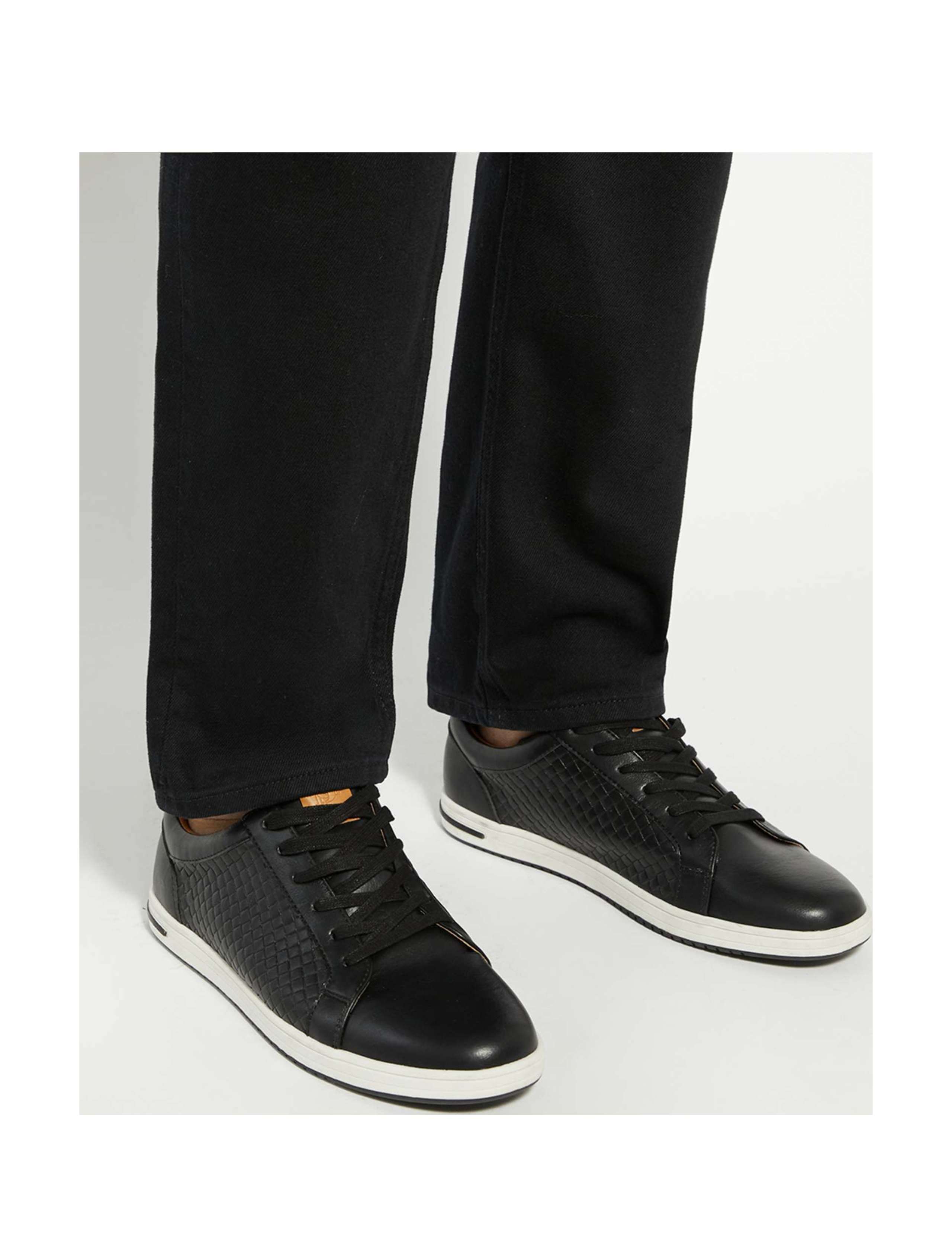 Wide Fit Faux Leather Lace Up Trainers 3 of 6