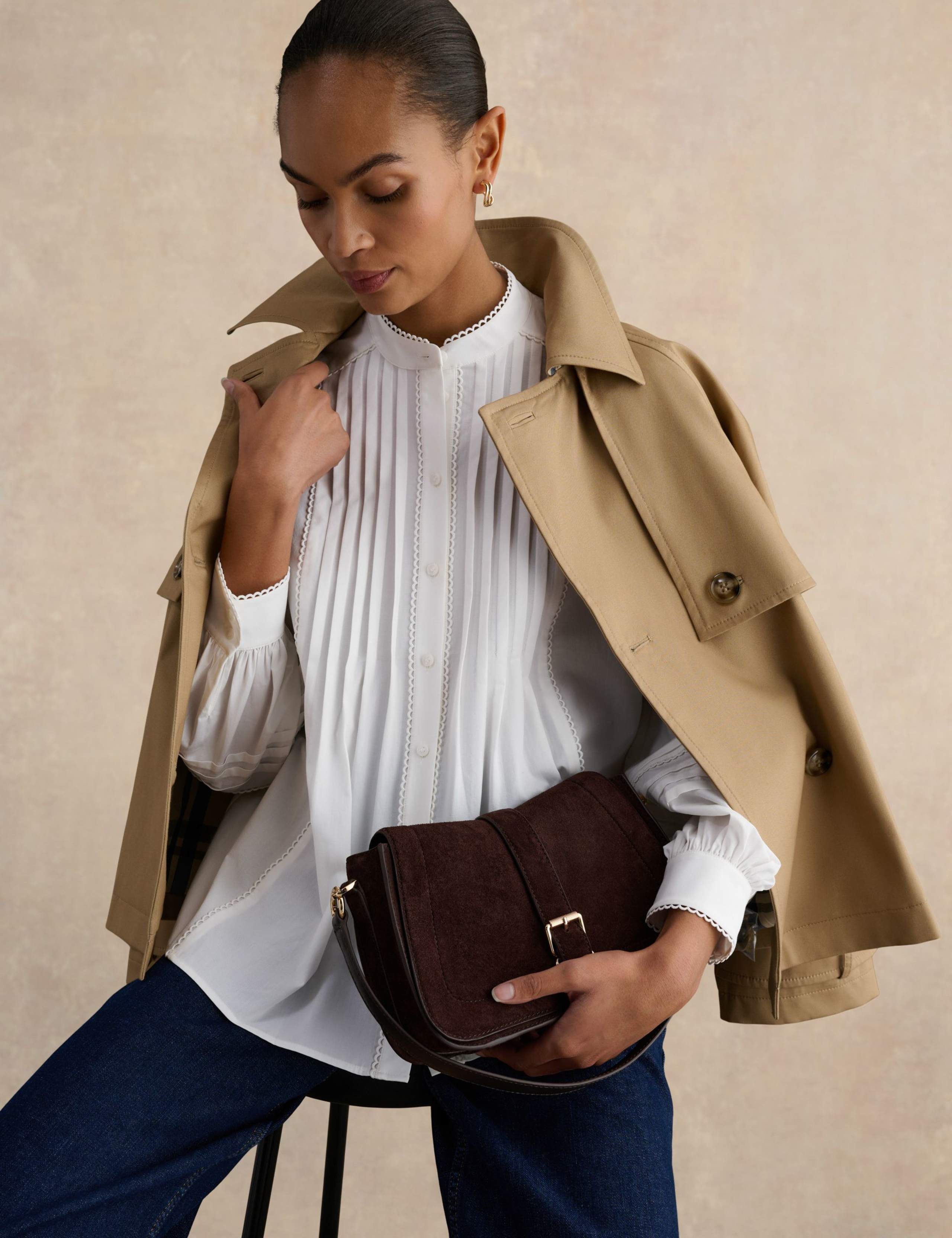 Cotton Blend Textured High Neck Blouse 4 of 5