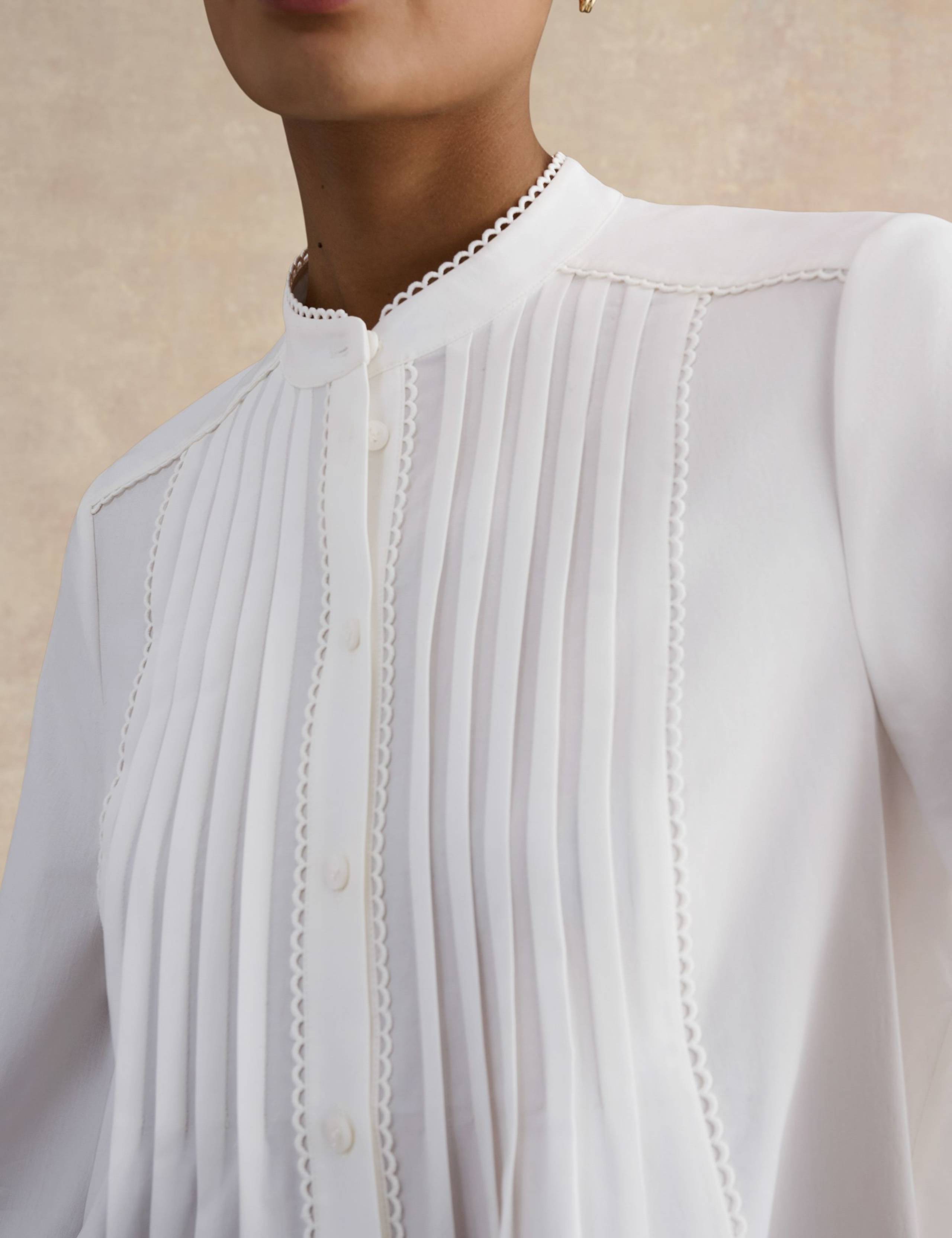 Cotton Blend Textured High Neck Blouse 5 of 5