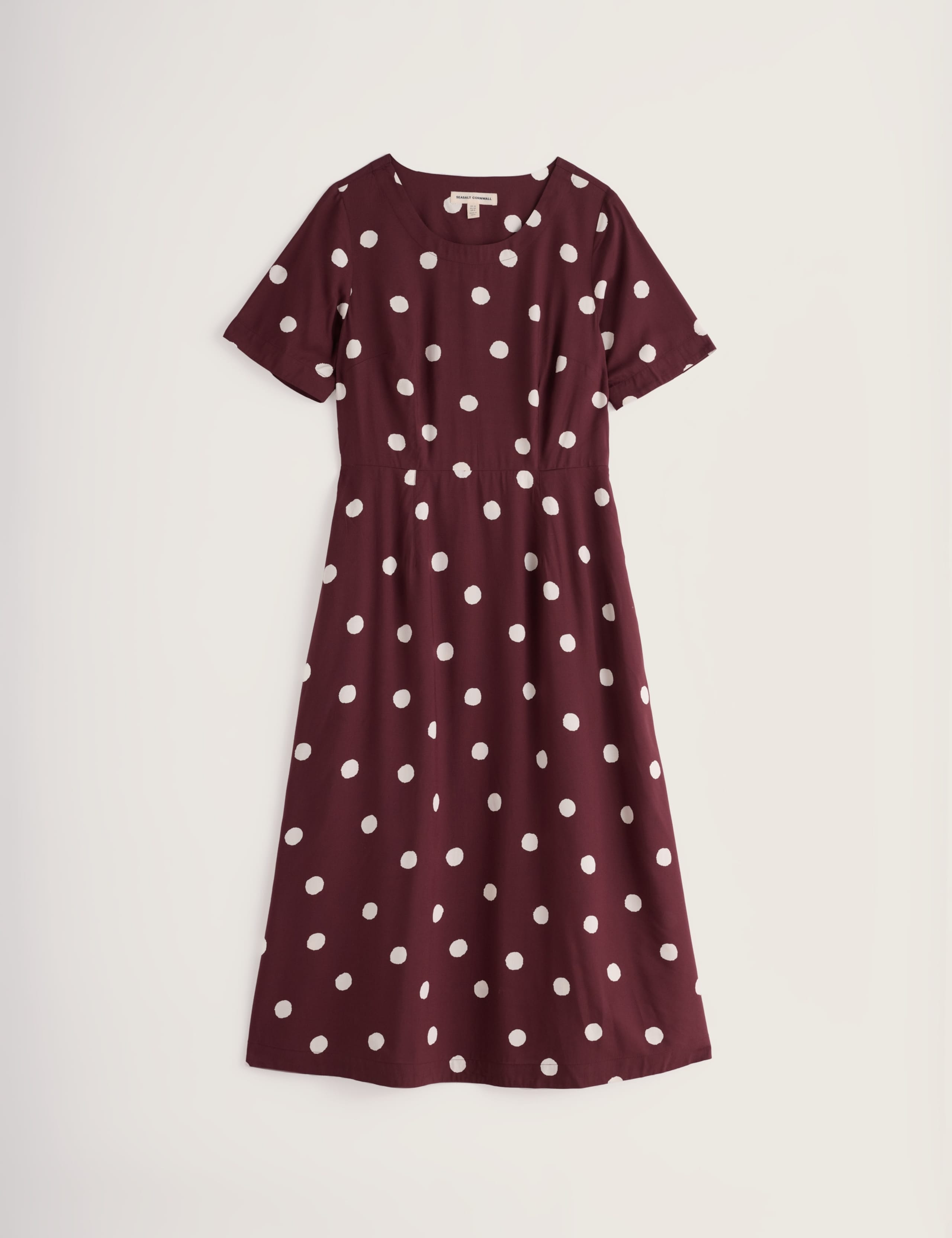 Scoop Neck Polka Dot Midi Waisted Dress 2 of 5