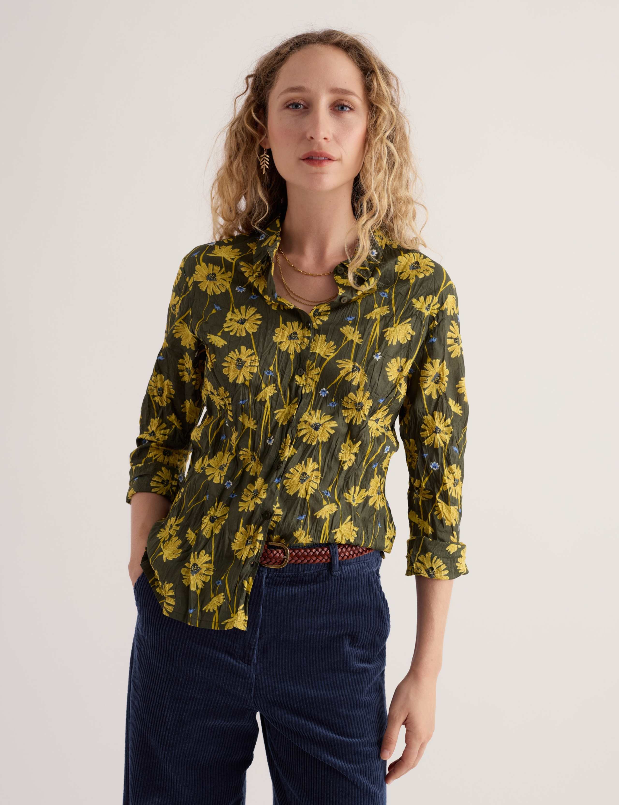 Pure Cotton Floral Crinkle Shirt 4 of 6