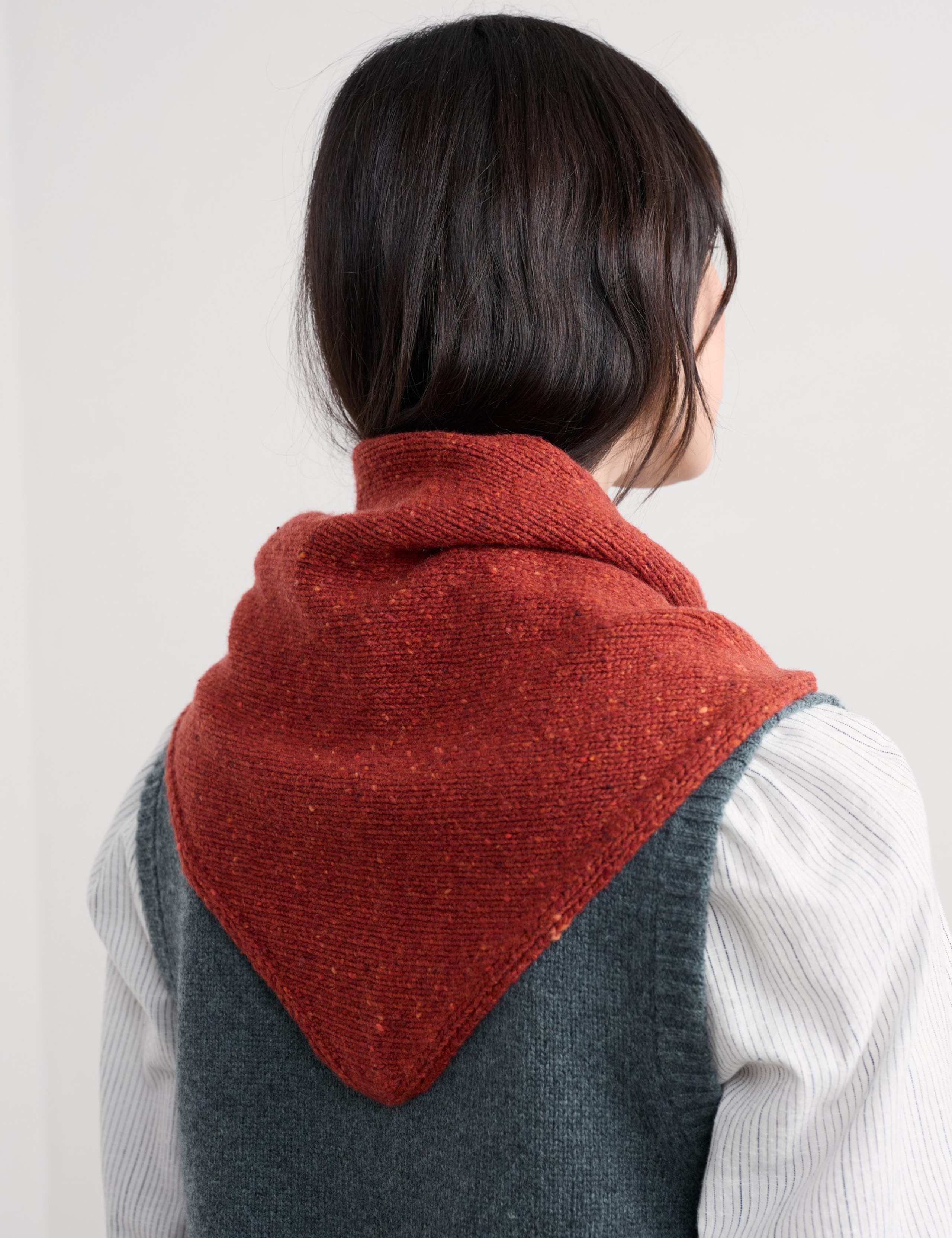 Merino Wool Rich Knitted Triangle Scarf 3 of 5