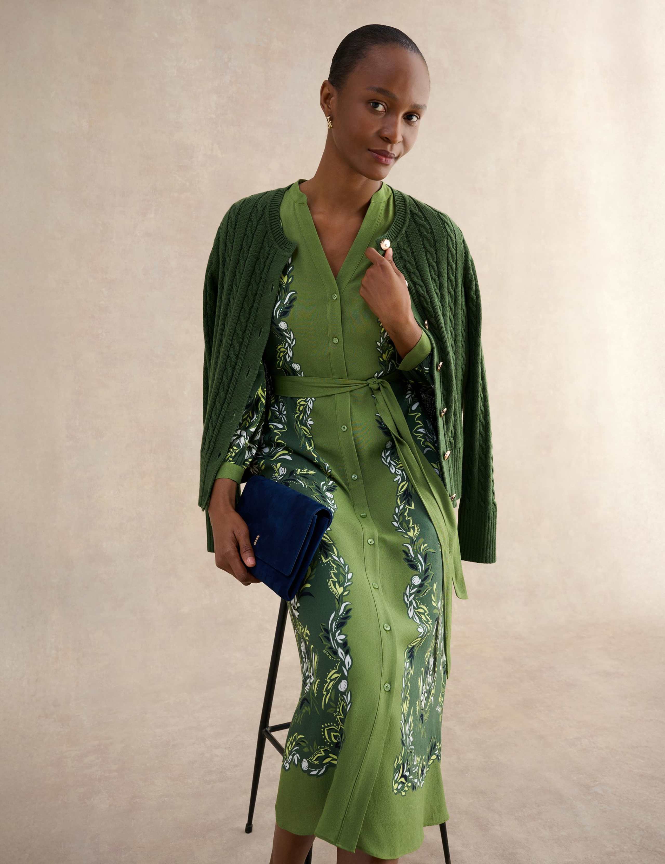 Floral V-Neck Midi Waisted Dress 3 of 5