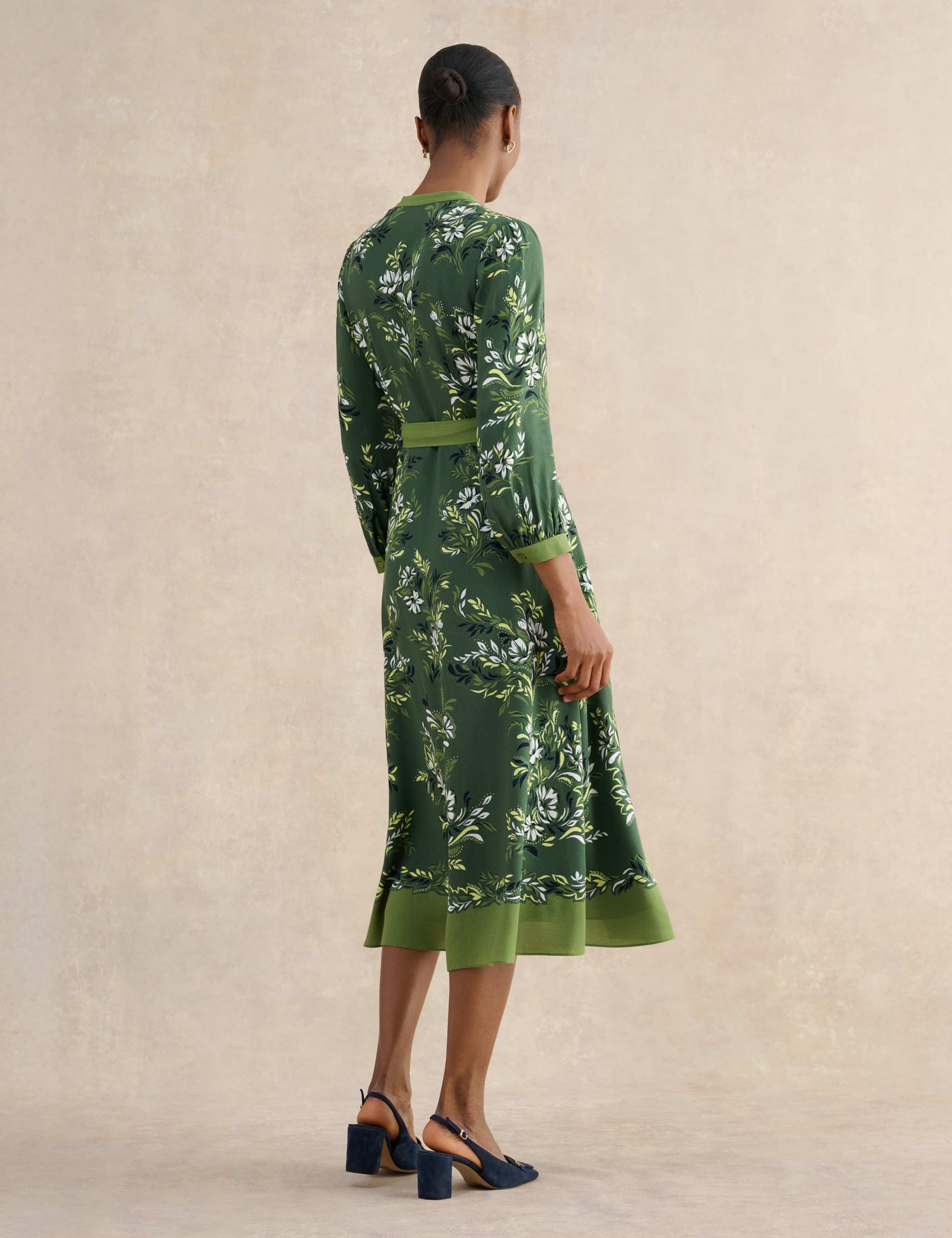 Floral V-Neck Midi Waisted Dress 4 of 5