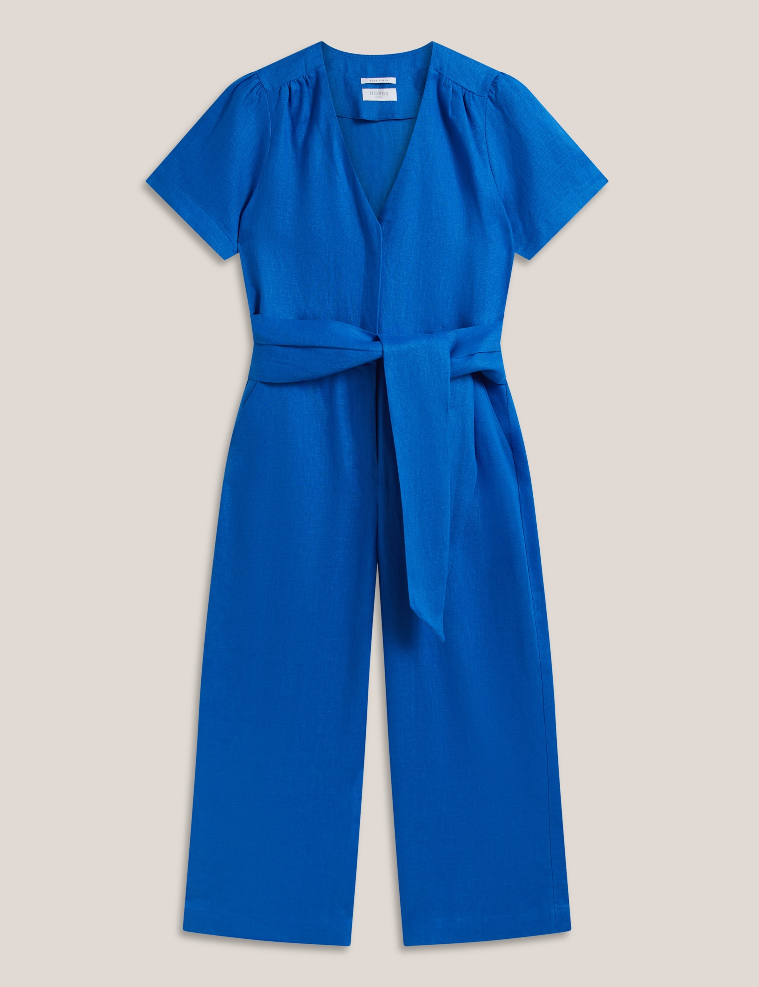 Pure Linen Tie Waist Cropped Jumpsuit 2 of 5