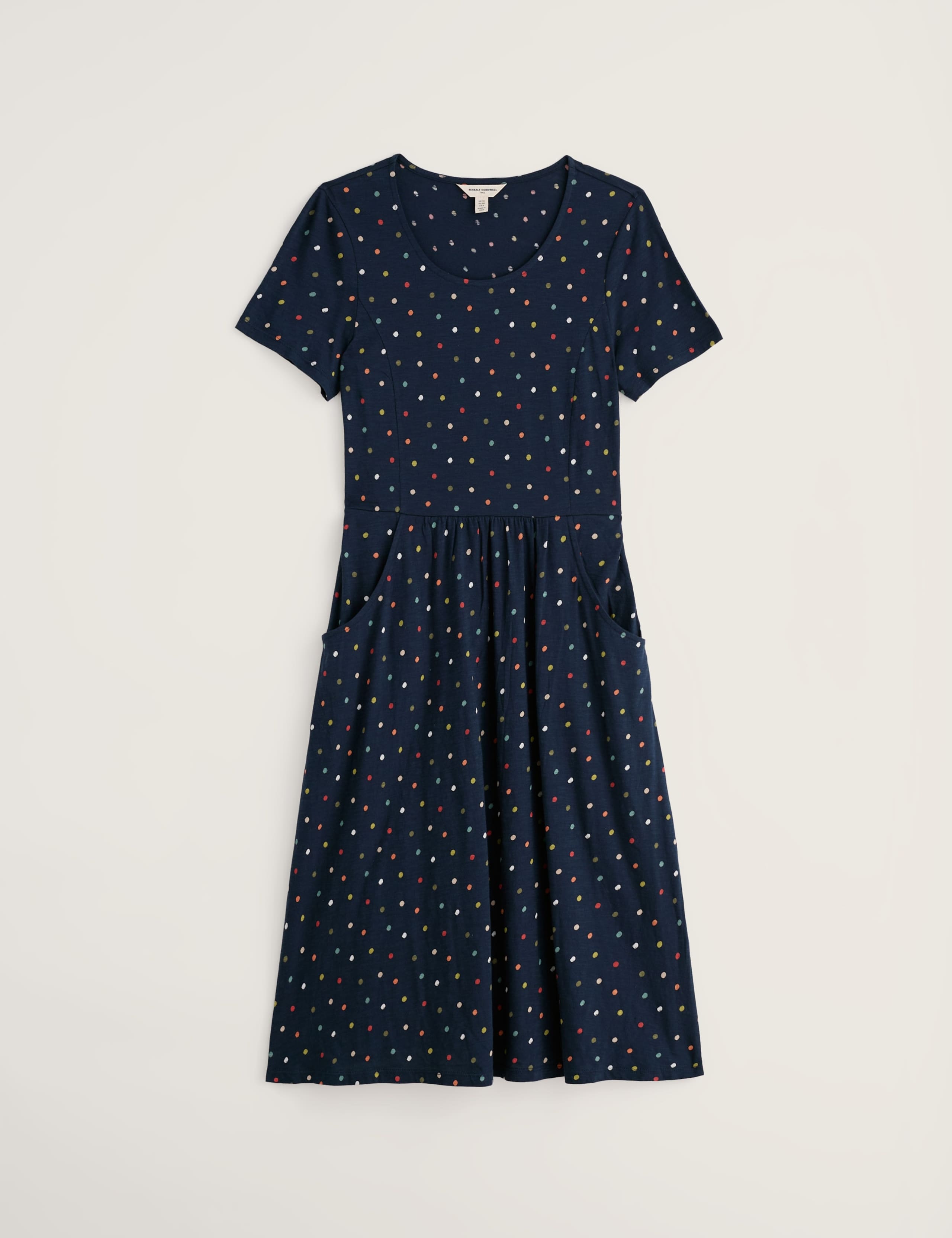 Pure Cotton Polka Dot Midi Waisted Dress 2 of 5