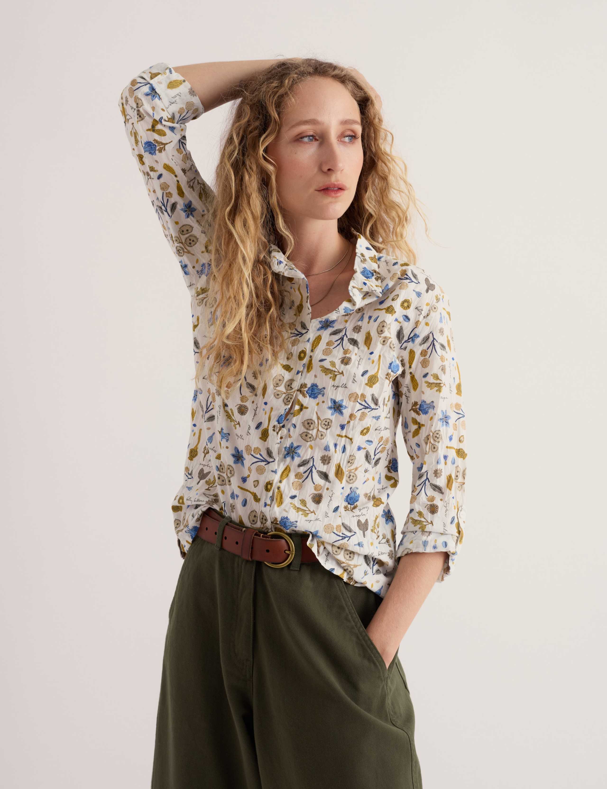 Pure Cotton Printed Crinkle Shirt 1 of 6