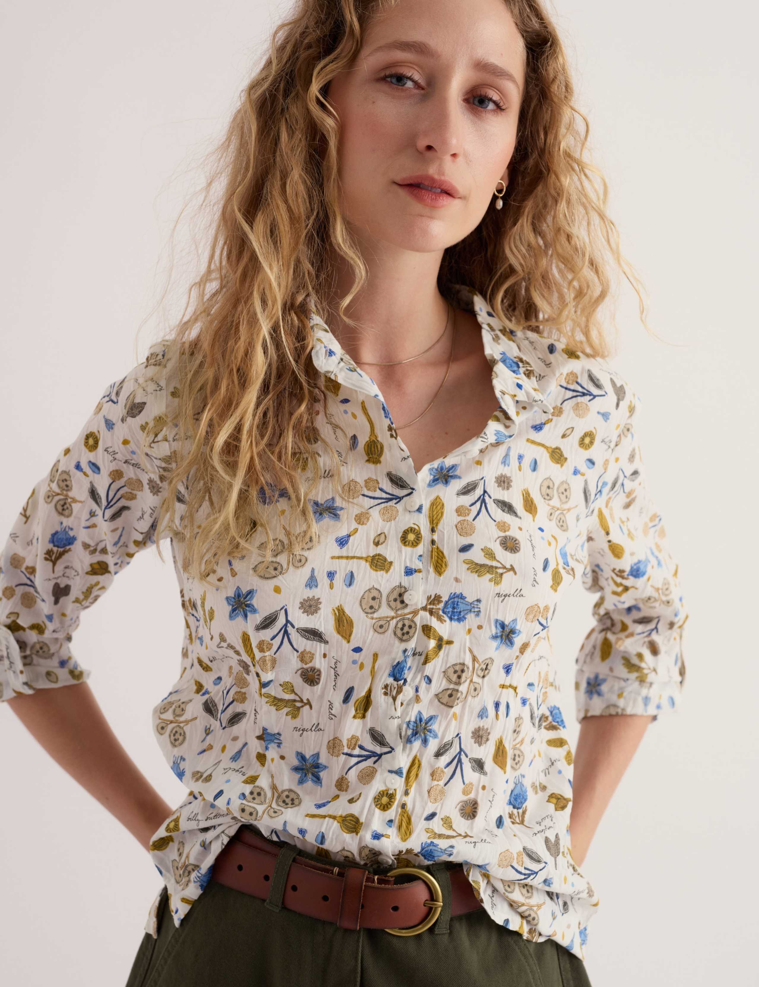 Pure Cotton Printed Crinkle Shirt 5 of 6