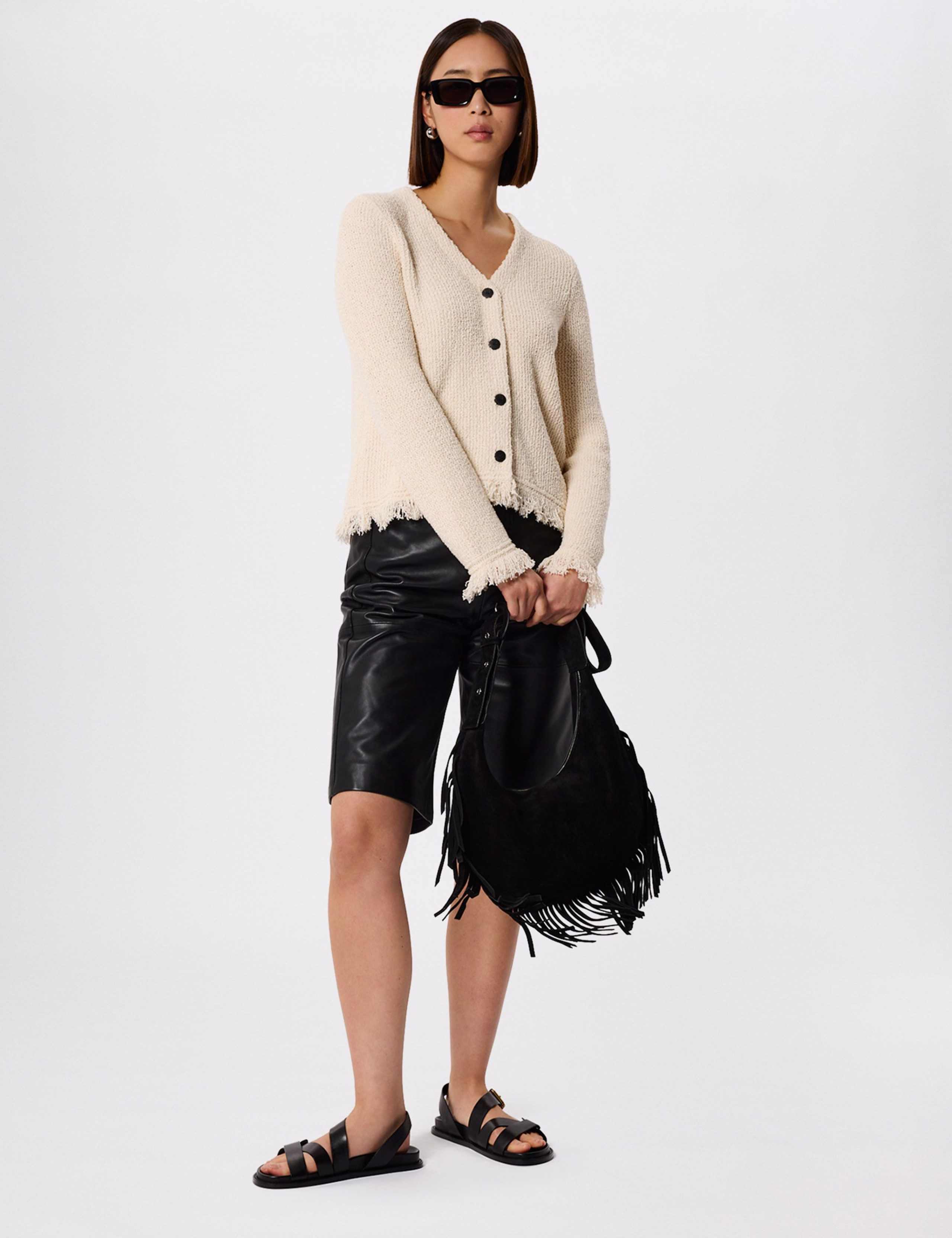 Cotton Rich Textured V-Neck Cardigan 1 of 6