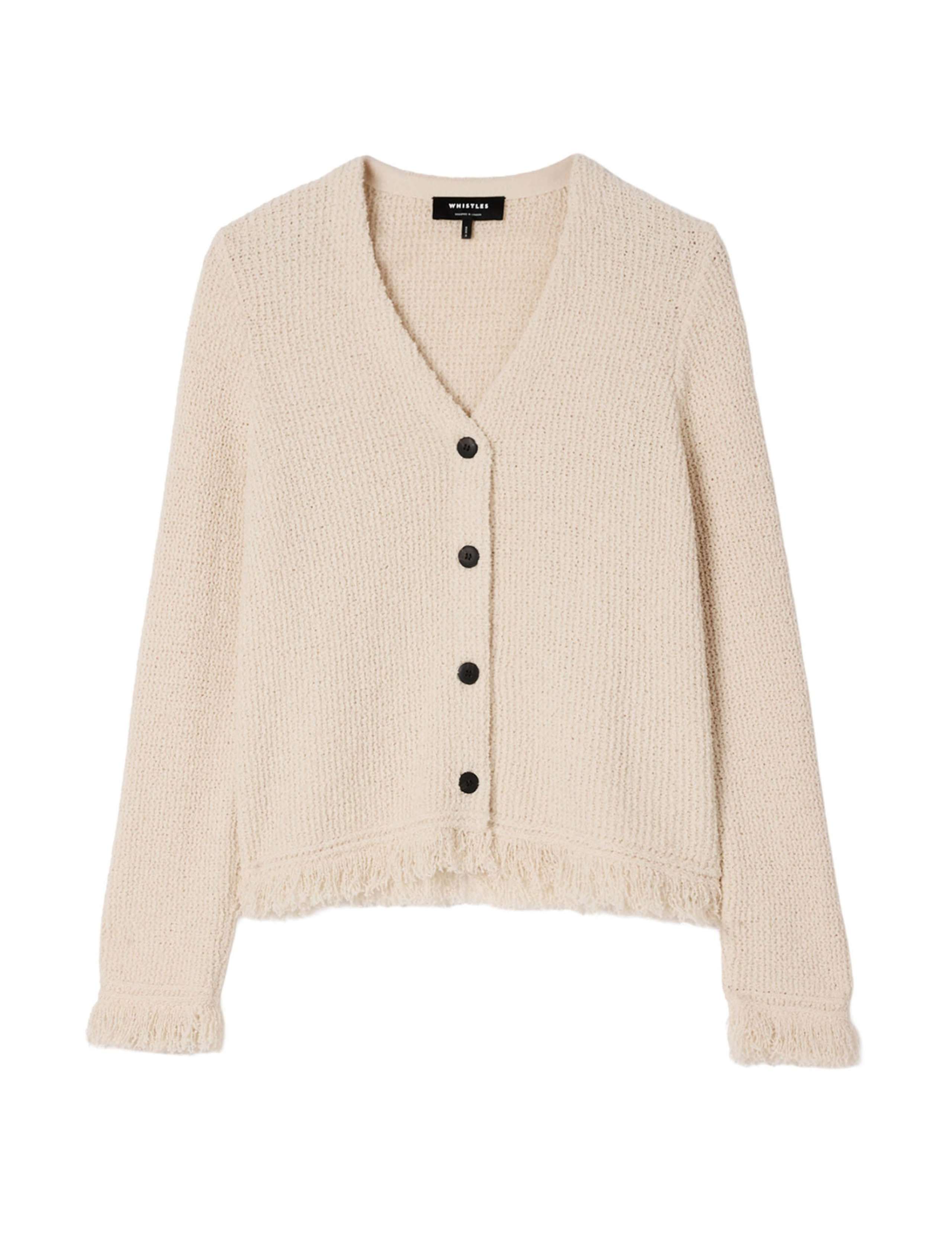 Cotton Rich Textured V-Neck Cardigan 2 of 6