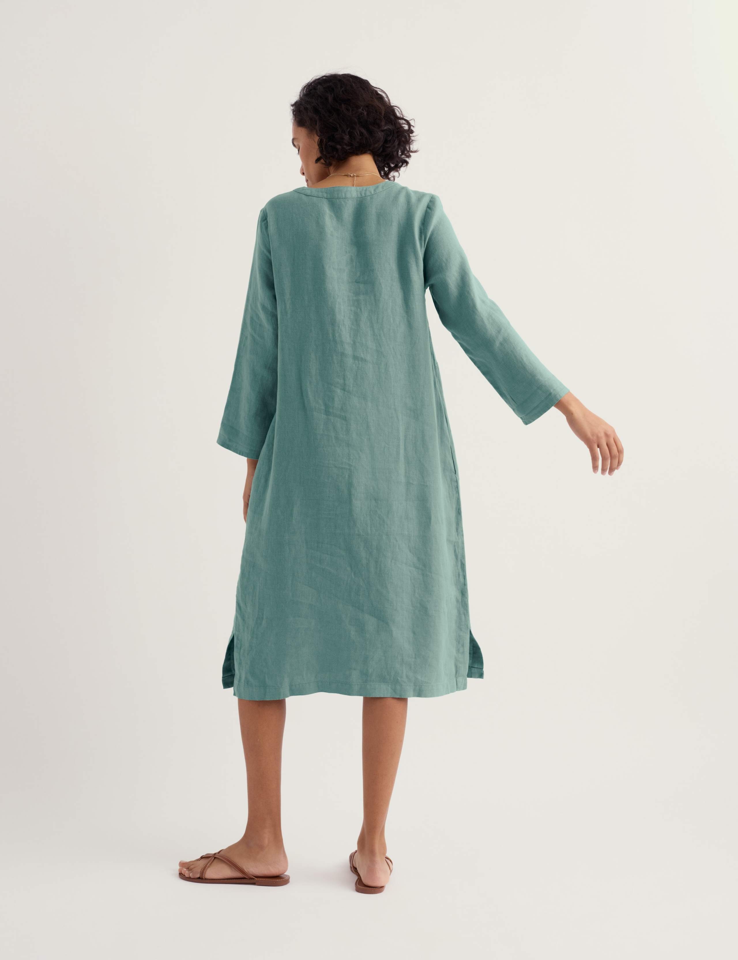 Pure Linen Midi Shift Dress 4 of 5